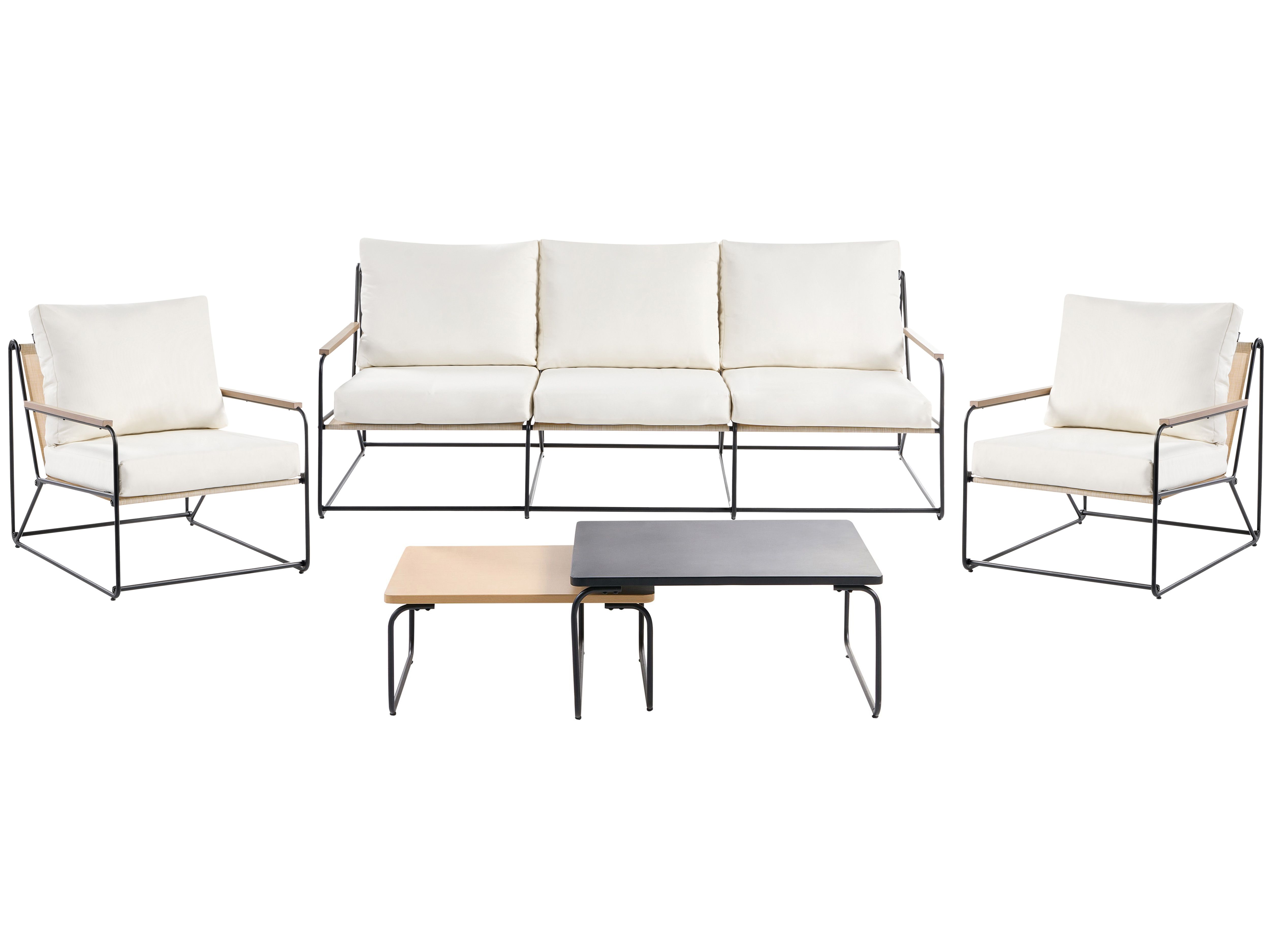 Garden Sofa Set 5 Seater VENARIA with Tables Metal Beige/ Black