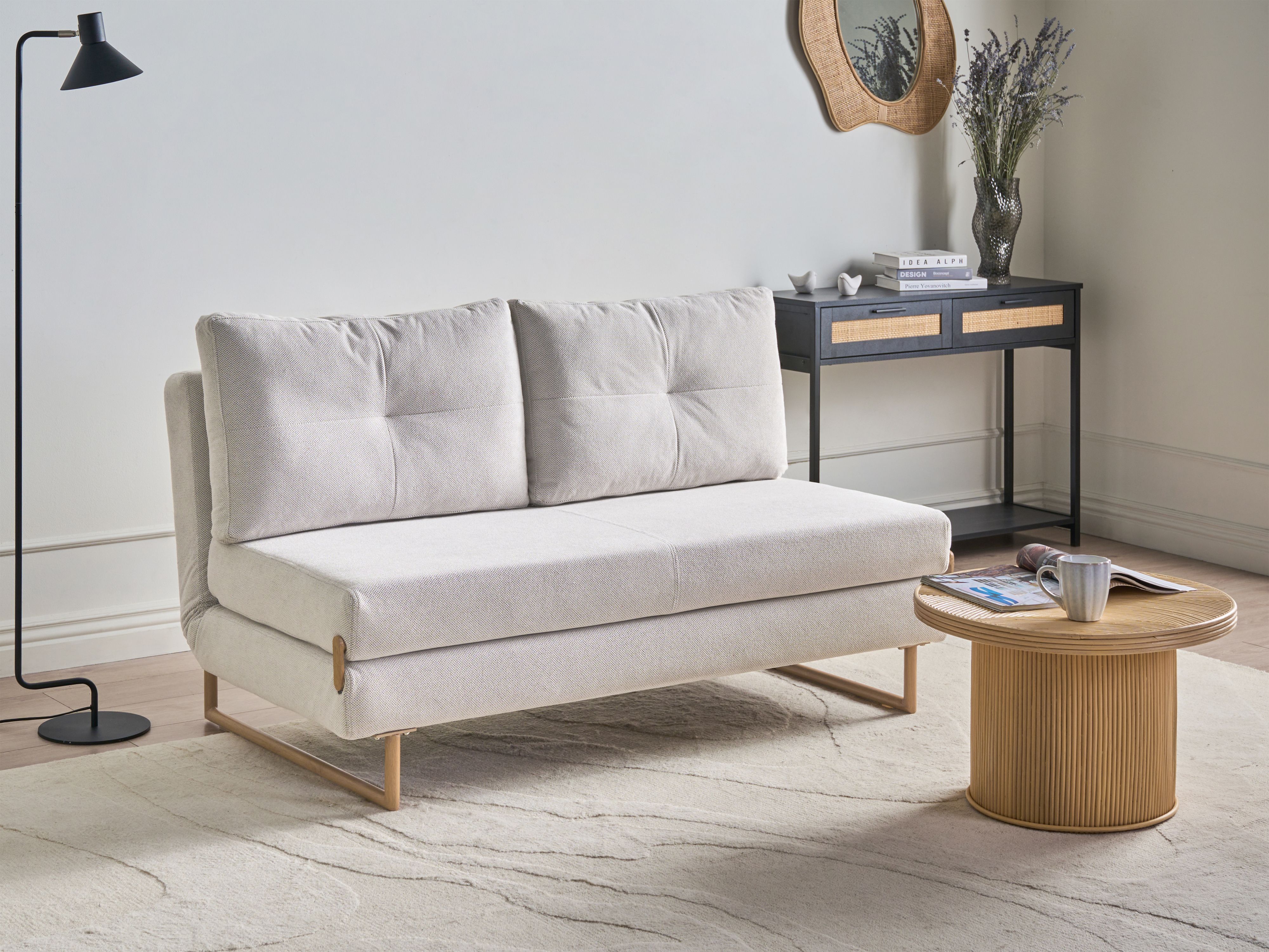 Sofa Bed 3 Seater JERSLEV Fabric Off-White