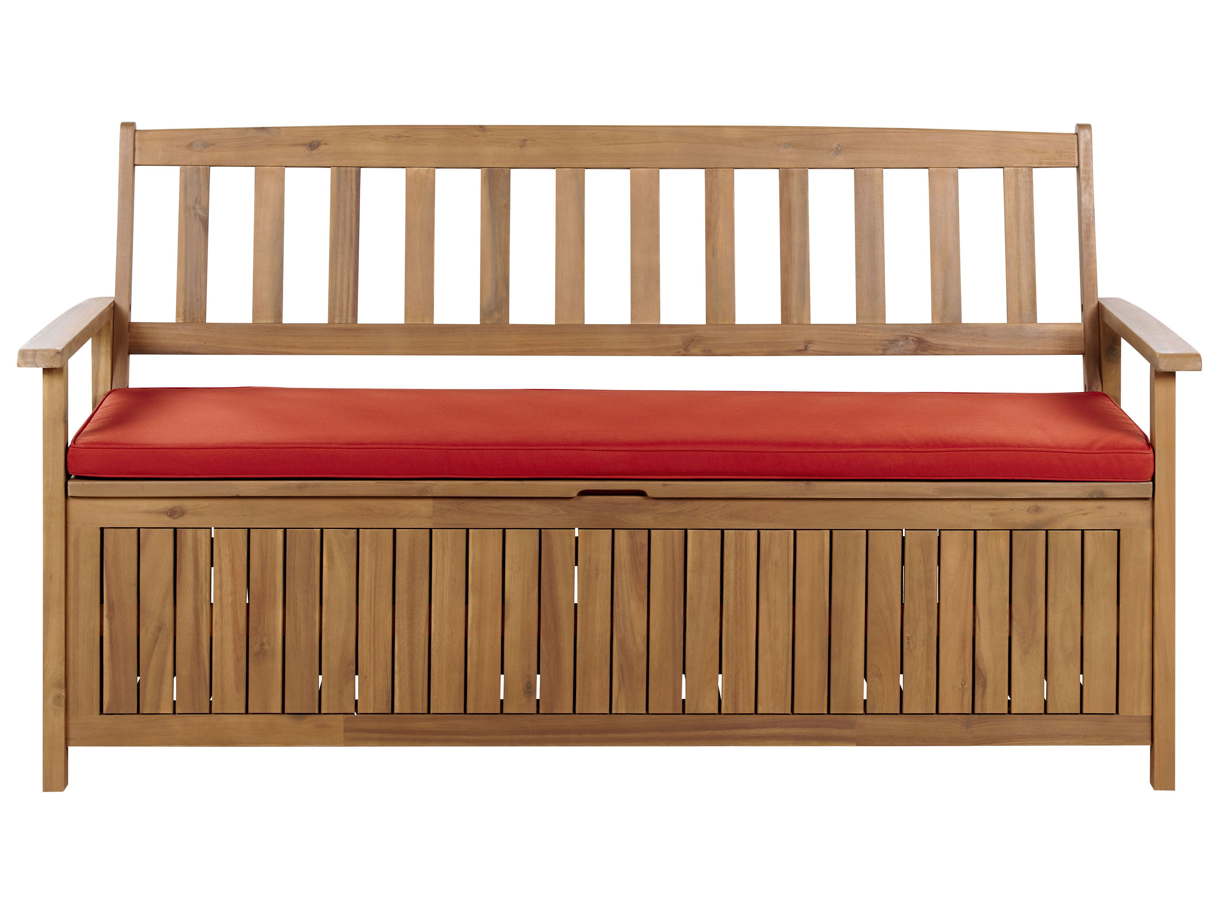 Garden Bench with Cushion SOVANA 160 cm with Storage Acacia Wood Red