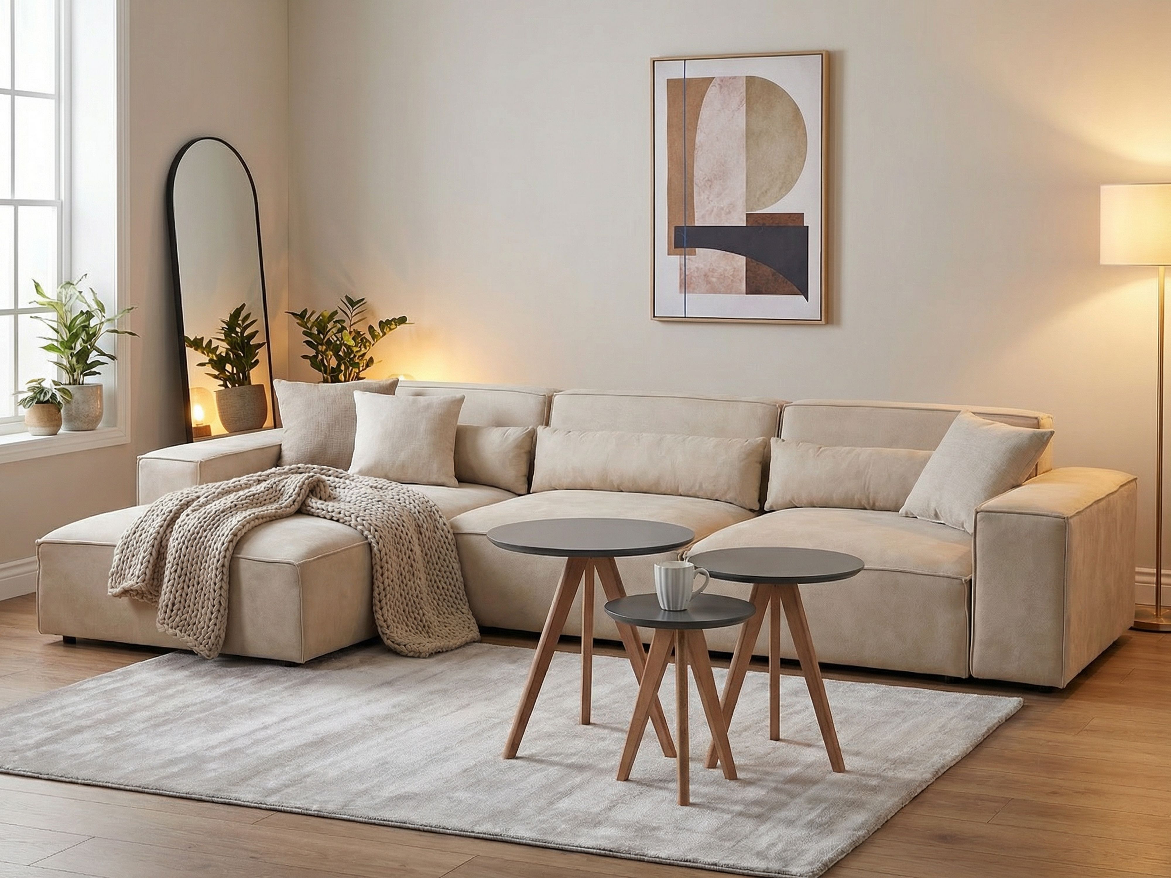 Set of 3 Coffee Tables VEGAS Grey