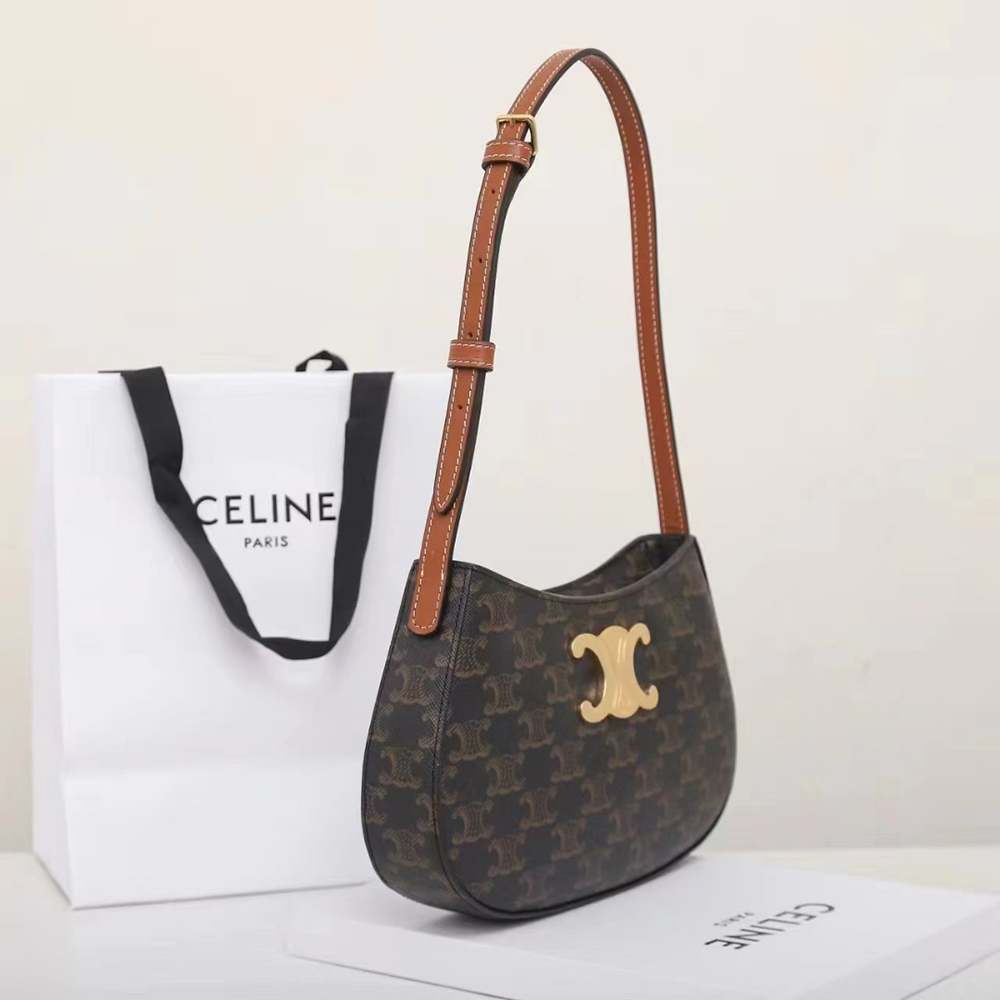 CELINE MEDIUM TILLY BAG in Triomphe canvas and calfskin1:1High-quality replica
