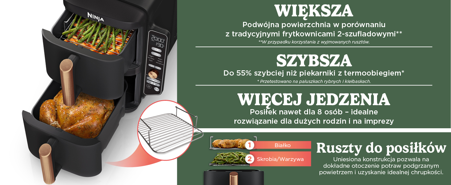 Ninja Double Stack XL Pionowa frytkownica beztłuszczowa z podwójną szufladą