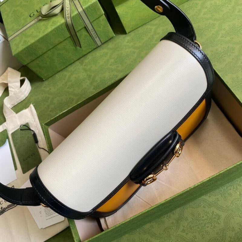 Replica Gucci Horsebit 1955 Small Bag 602204 In White/Sand Leather1:1High-quality replica