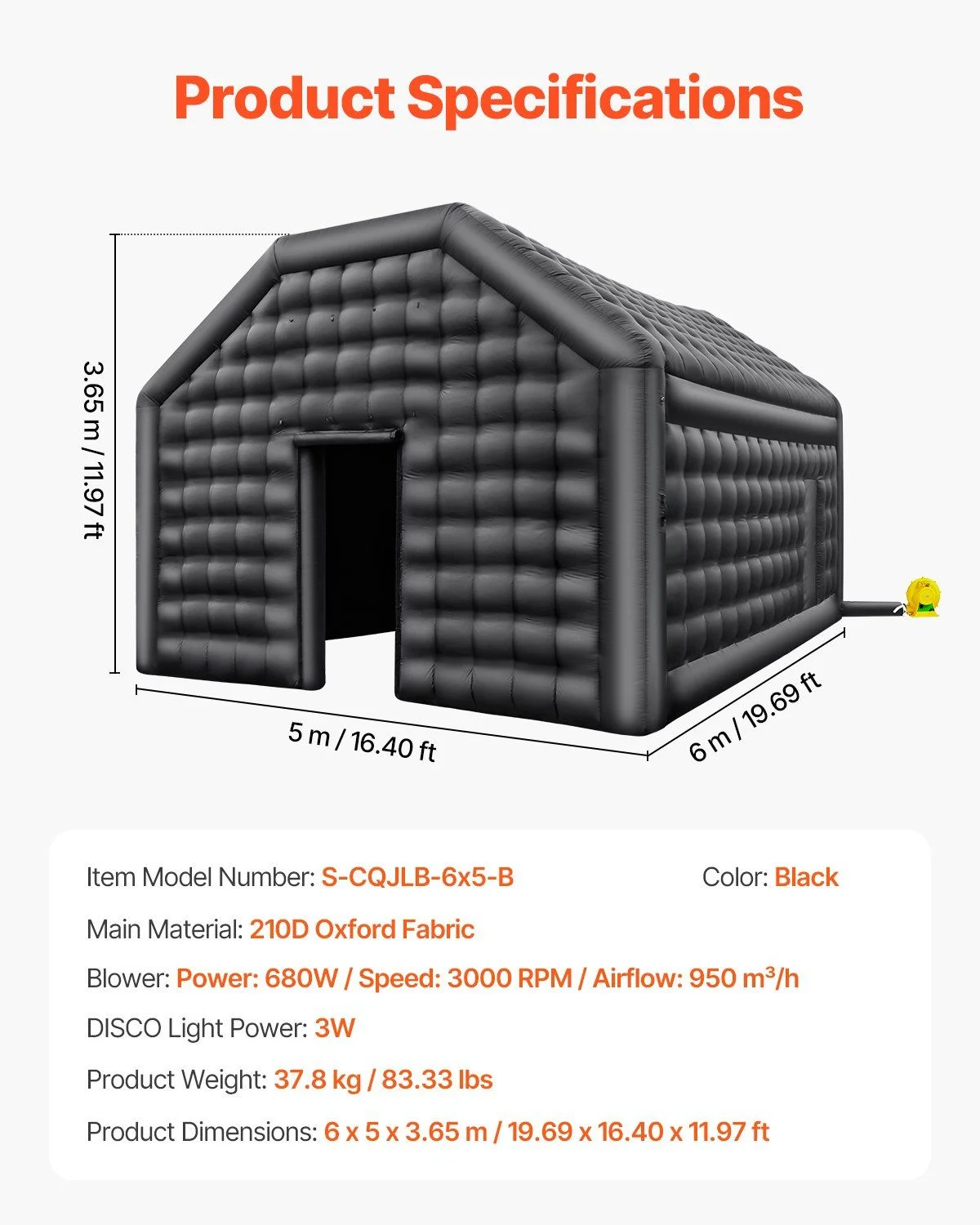 Inflatable Dance Party Tent - 19.7 x 16.4 FT Blow Up Nightclub with Built-in Lighting for Weddings & Events - Image 3