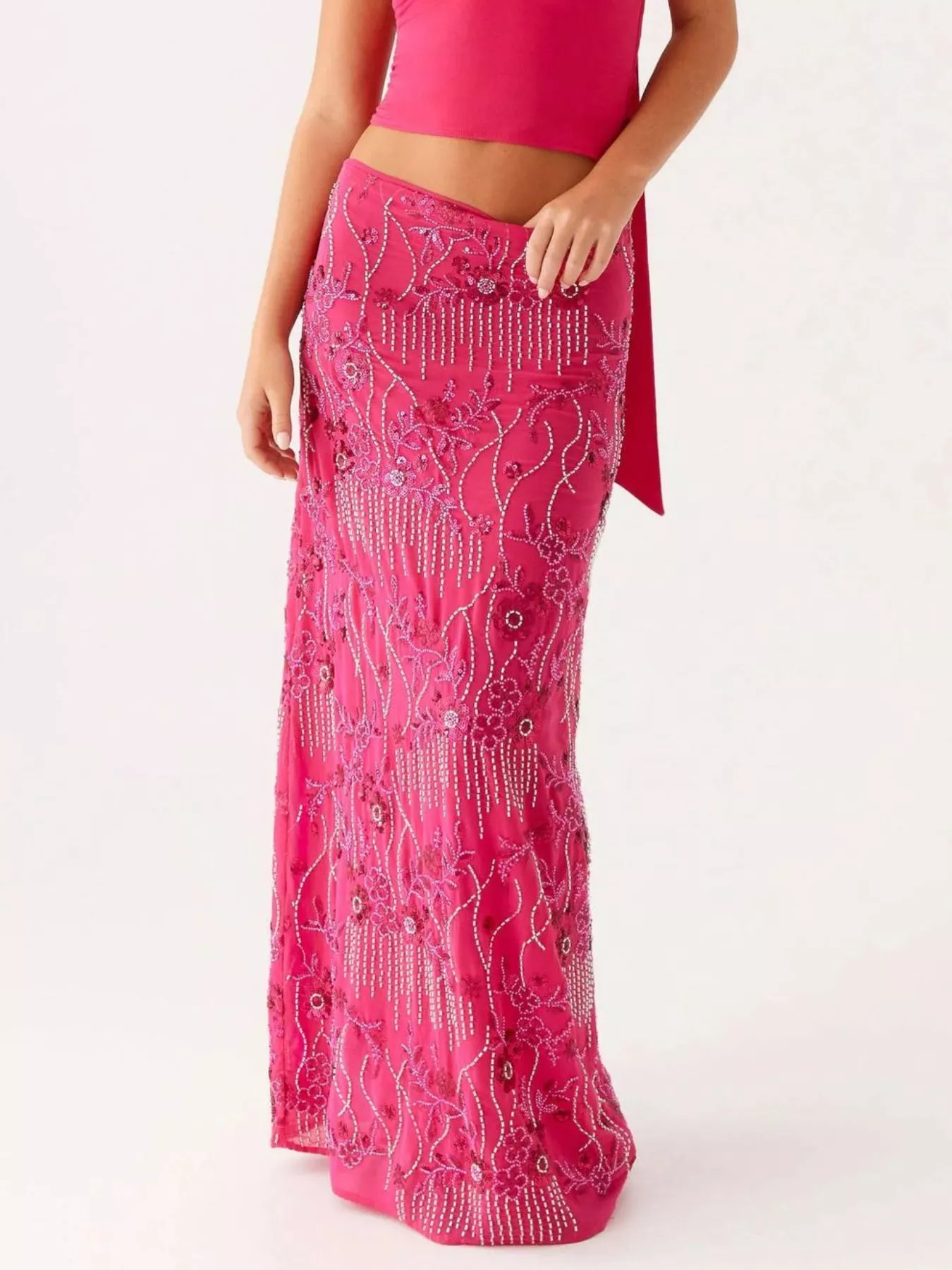 Sequin Embroidered Maxi Skirt - ZKZOOK