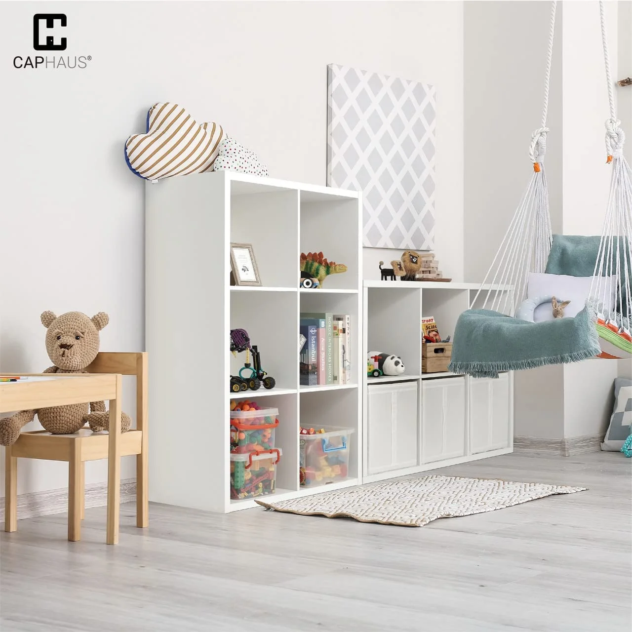 Sturdy Room 13-Inch Cube Storage Organizer Shelf, with Extra Thick Exterior Edge, Open Storage Shelf Divider, Bookcase, 6-Cube / 8-Cube / 9-Cube, Colors Available in Grey Oak and White