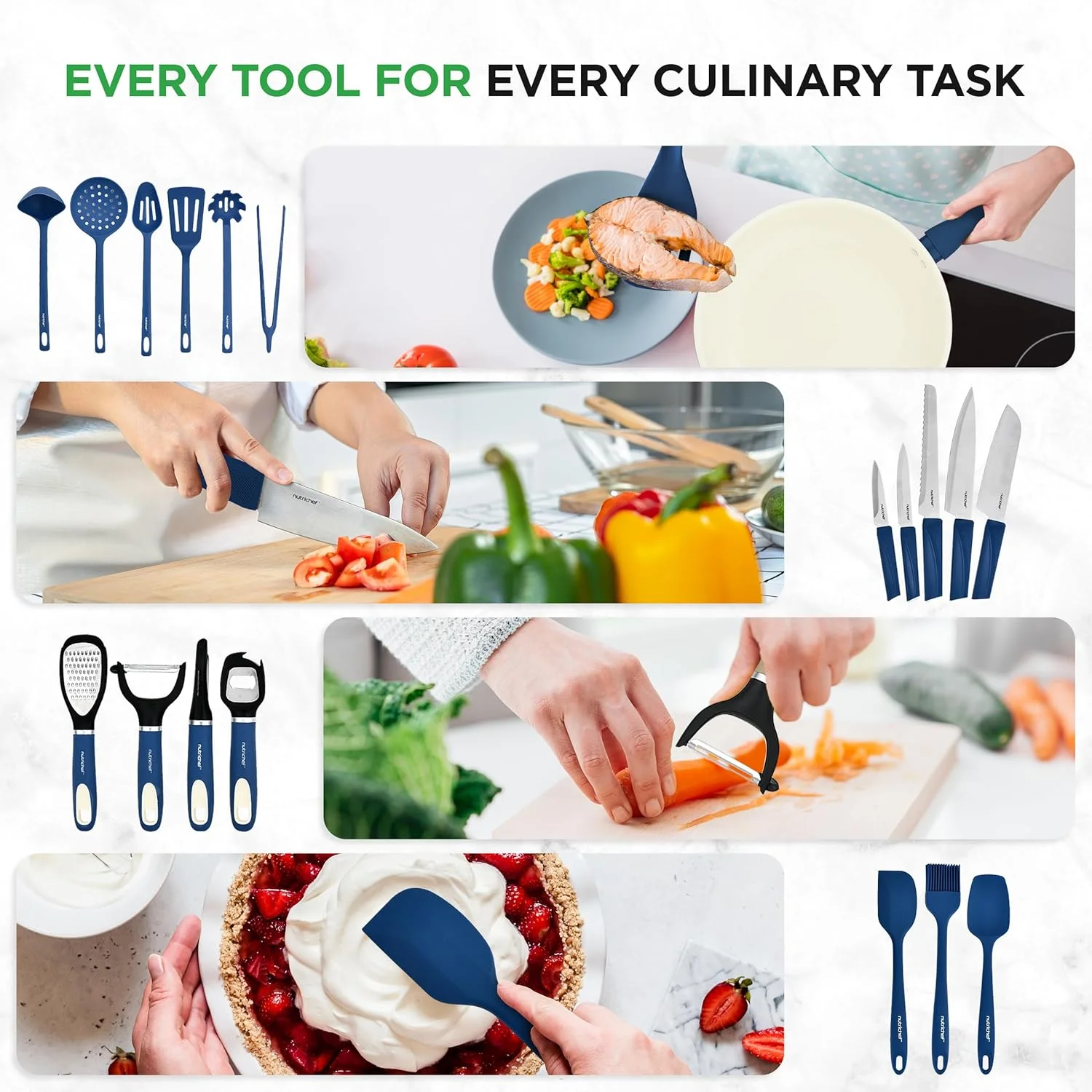 54-Piece Kitchen Cookware Set �C Complete Non-Stick Ceramic Pots and Pans Set with Utensils, Bakeware, and Knife Set, Gas, Electric & Induction Compatible, Blush Pink Kitchen Essentials - Image 8