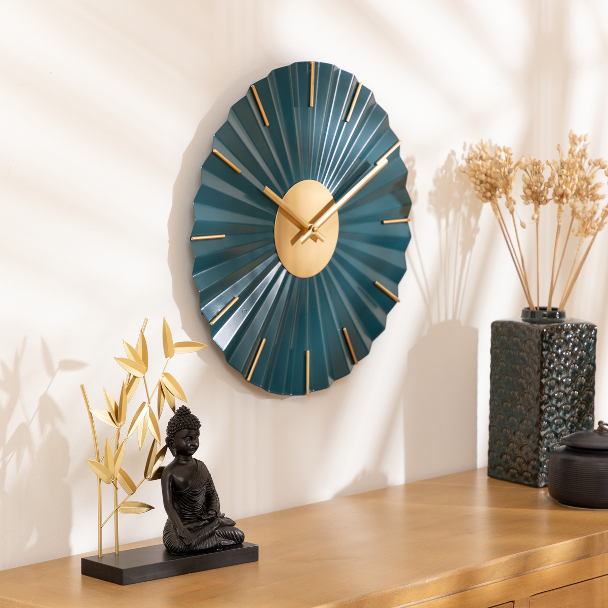 Table decor "Bouddha" Wood & resin, black, h.31 cm