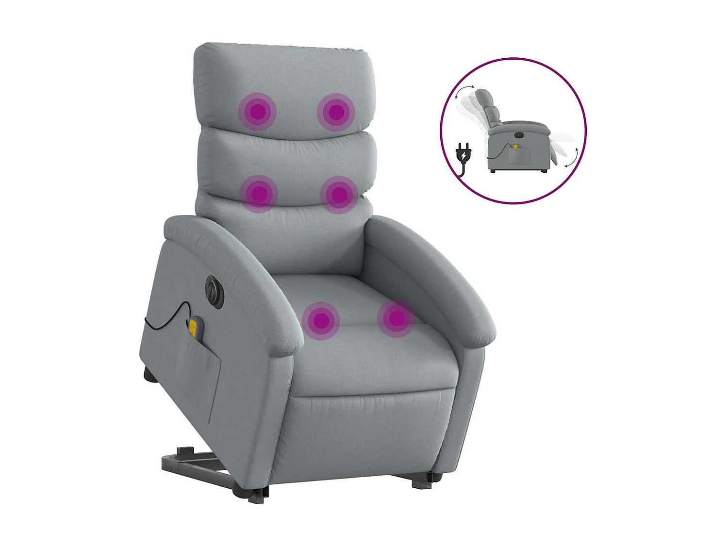 Fauteuil inclinable électrique-Chaise-Fauteuil de Massage Gris clair Tissu SHL3734