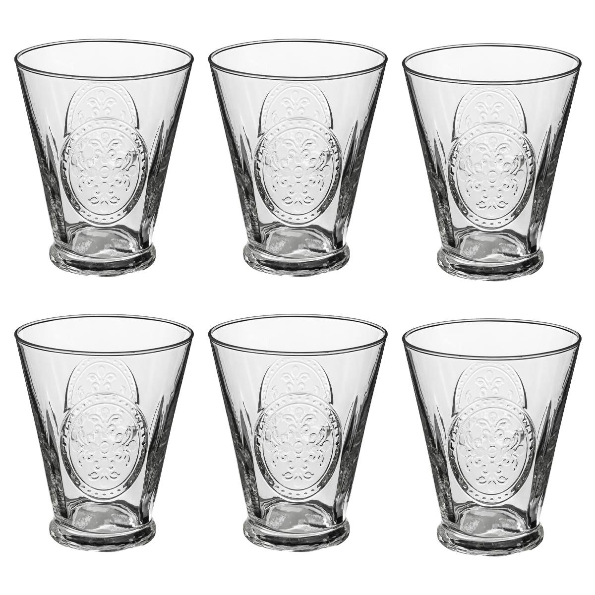 Set of 6 low tumblers "Carmela" 340 ml, Transparent