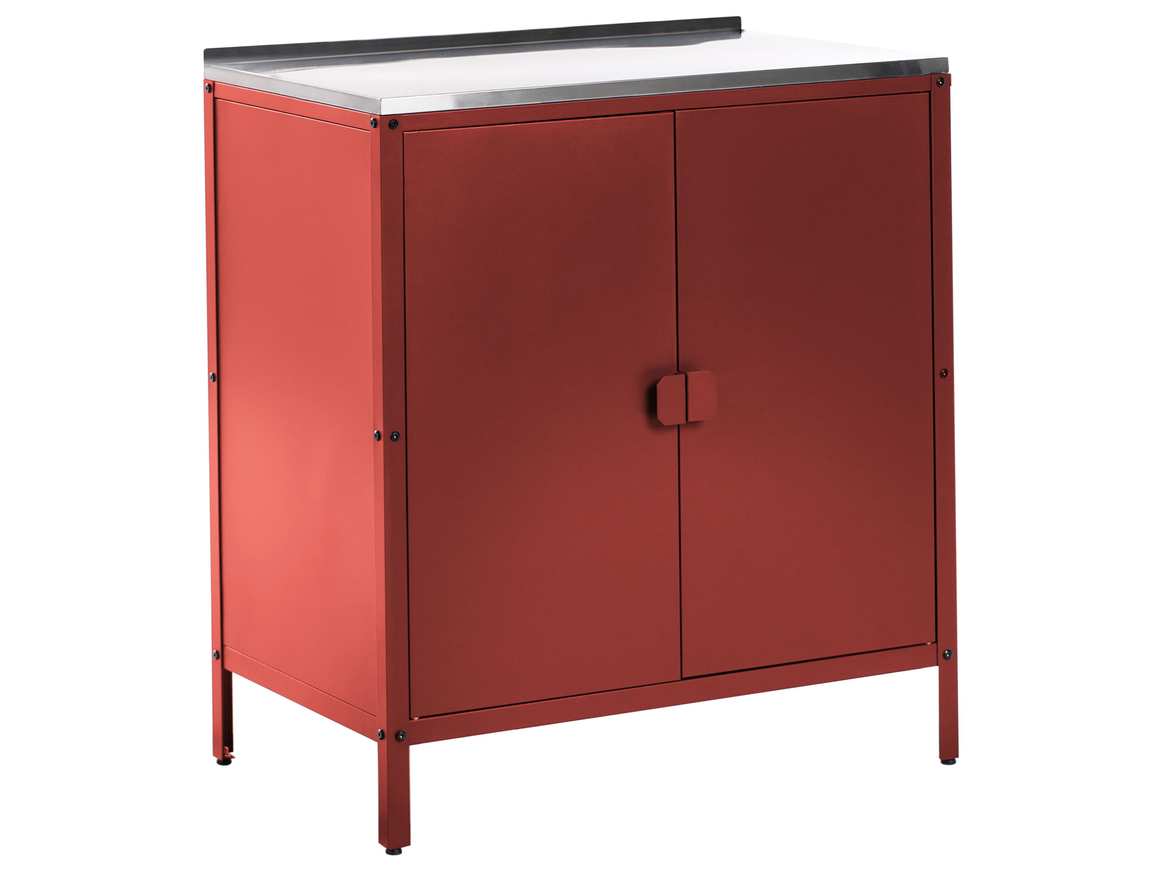 Outdoor Kitchen Cabinet VILAMA Metal Red