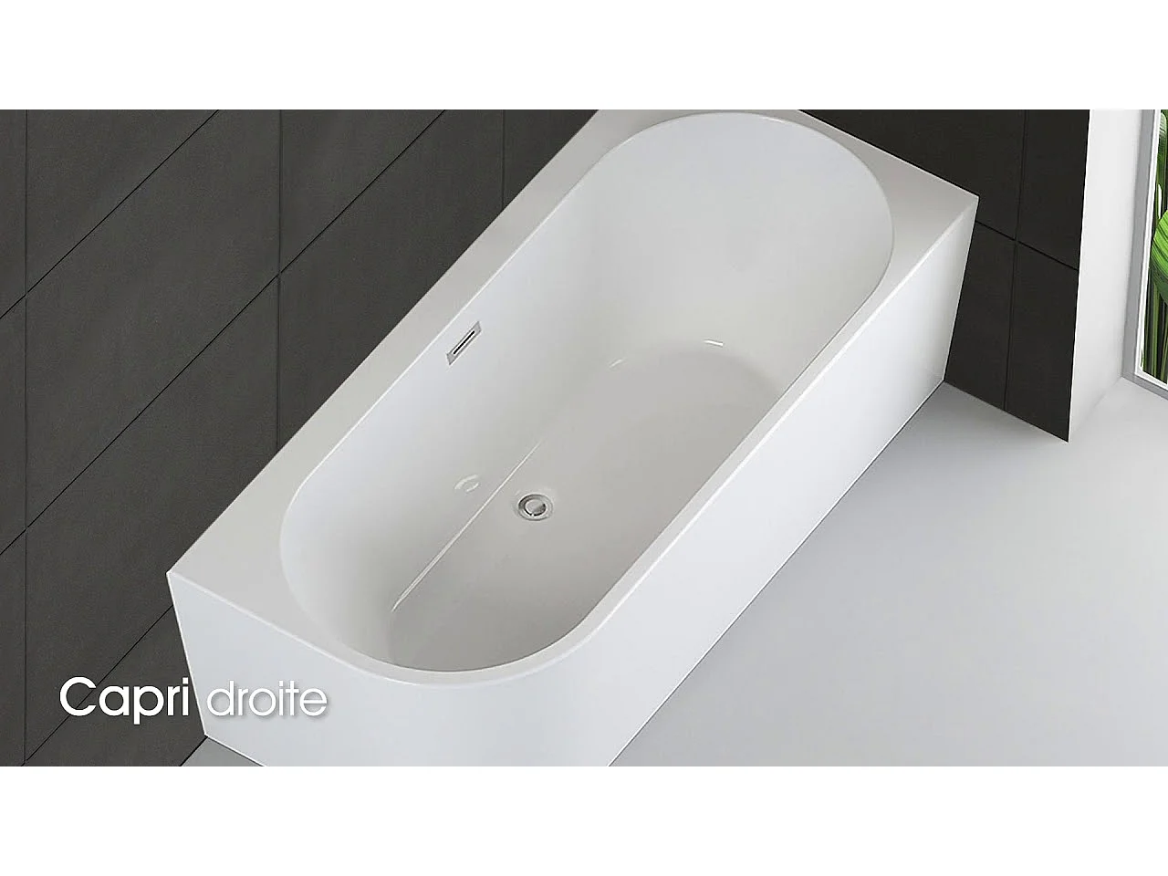 Baignoire Ilot Capri 180 droite blanche 180 x81 x58 cm, by SPALINA