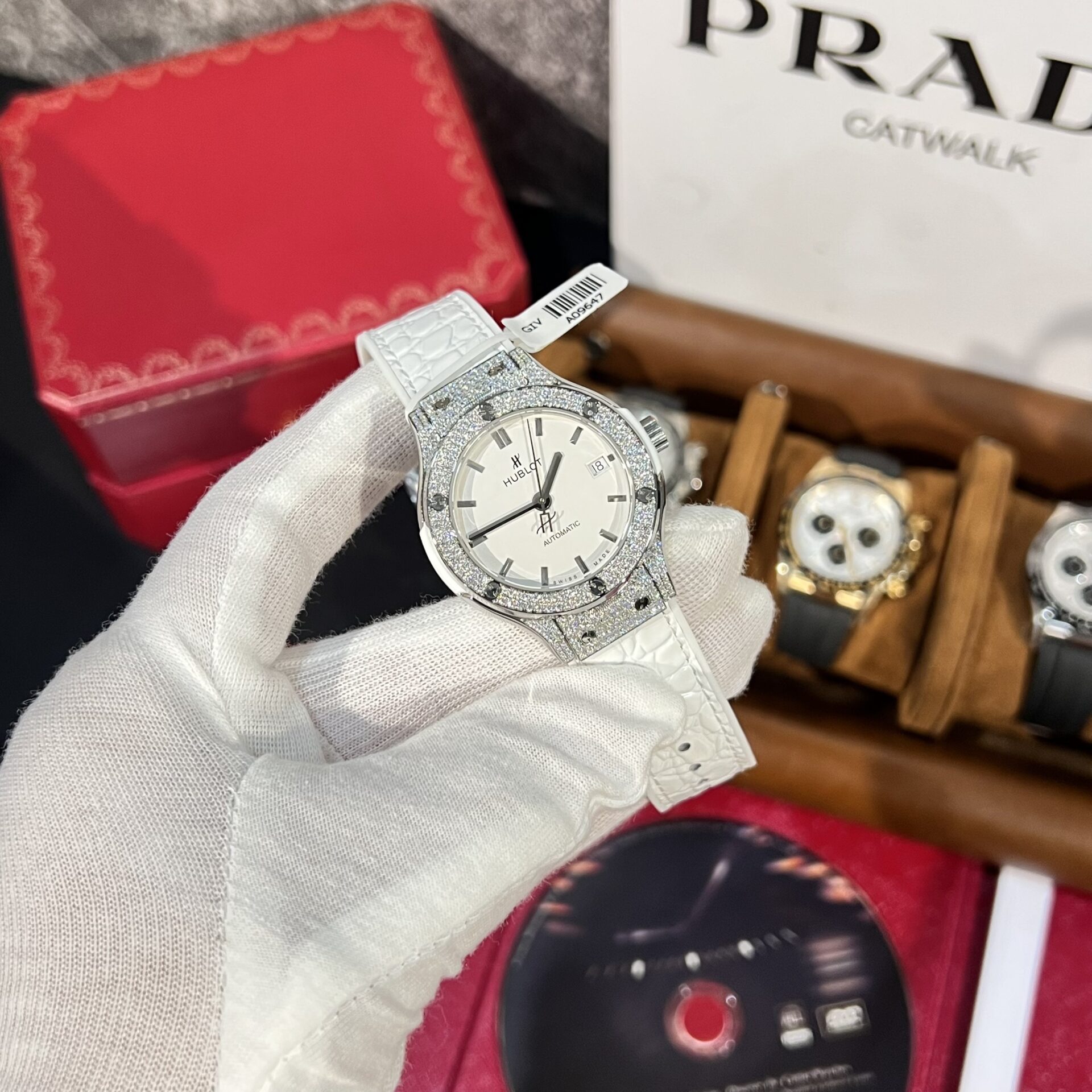 Hublot Replica 11 Watch Classic Fusion Titanium White Dial Full Moissanite Case 38mm - Elite Watch Atelier