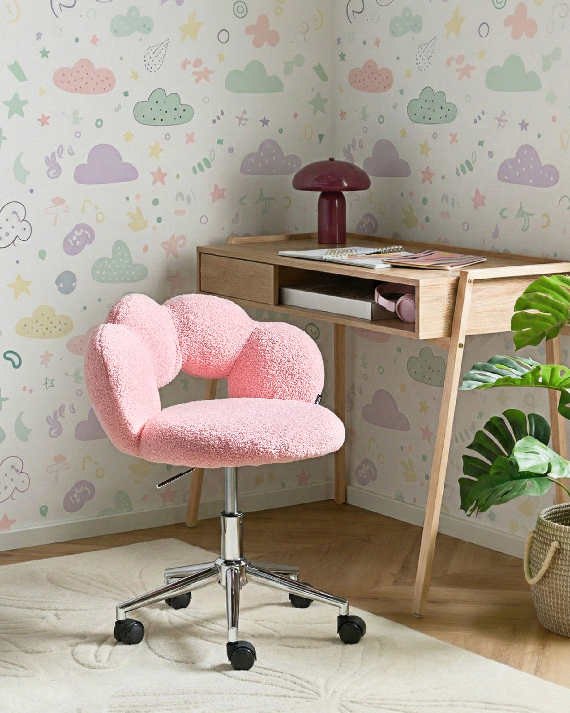 Desk Chair WHIZZY Boucle Pink