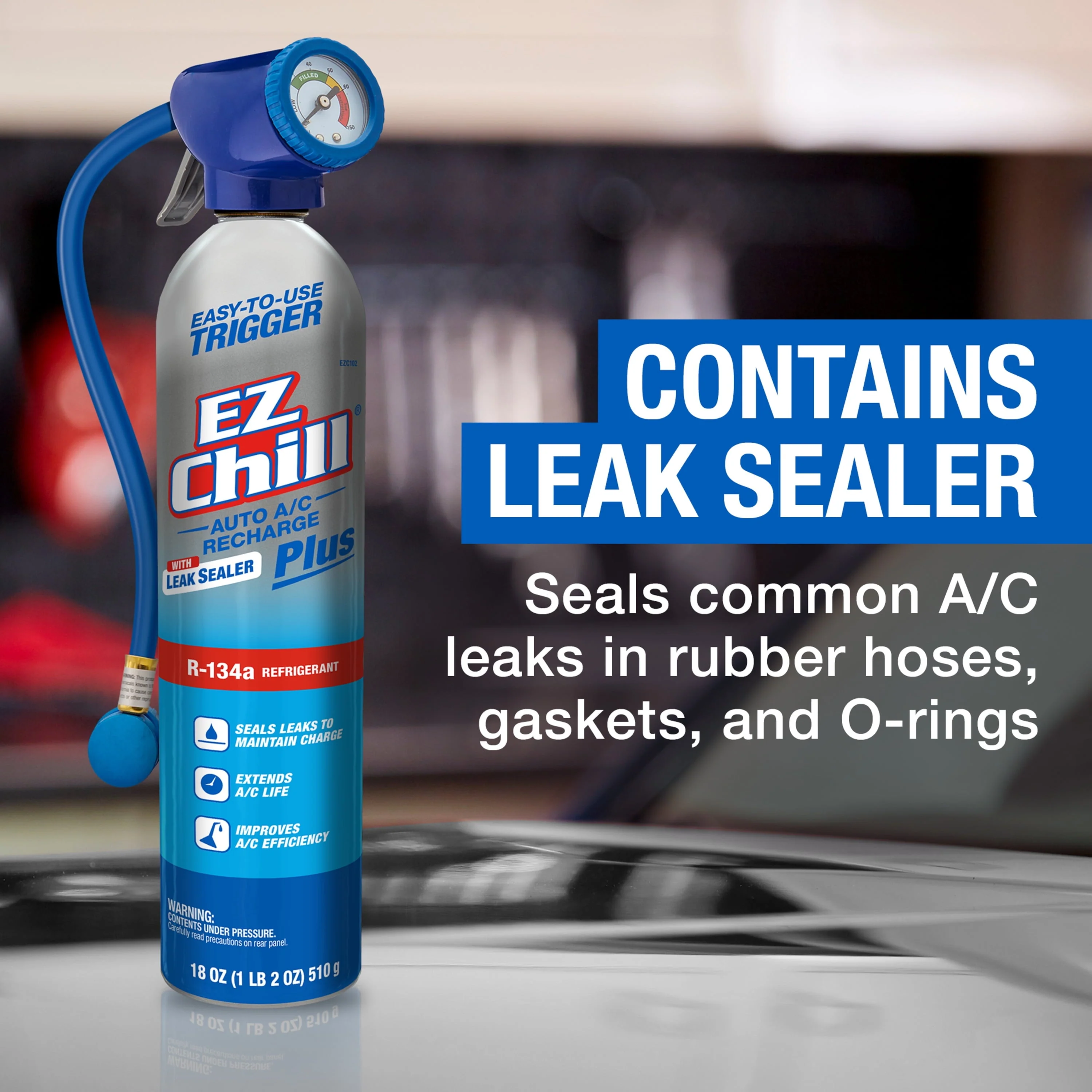 EZ Chill R-134a Auto AC Recharge Kit with Leak Sealer Plus - 18 OZ - Image 3