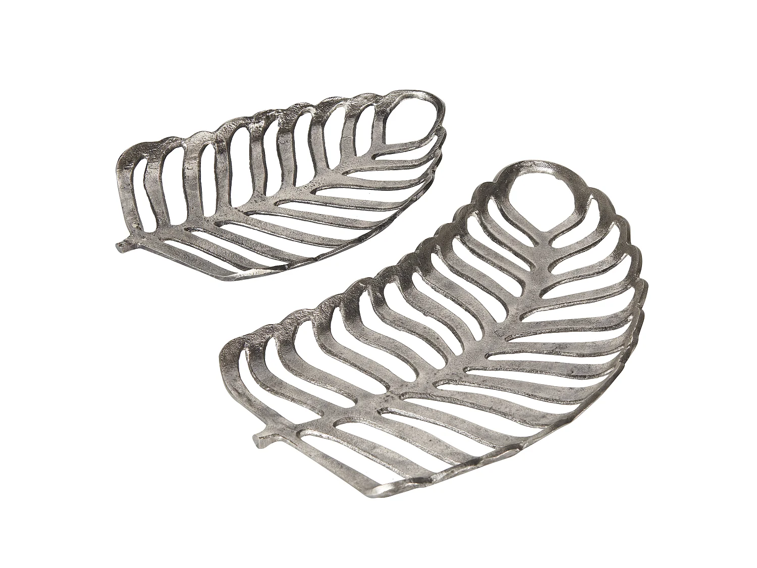 Lot de 2 boîtes à bibelots Feuille AMNISOS Métal Argenté