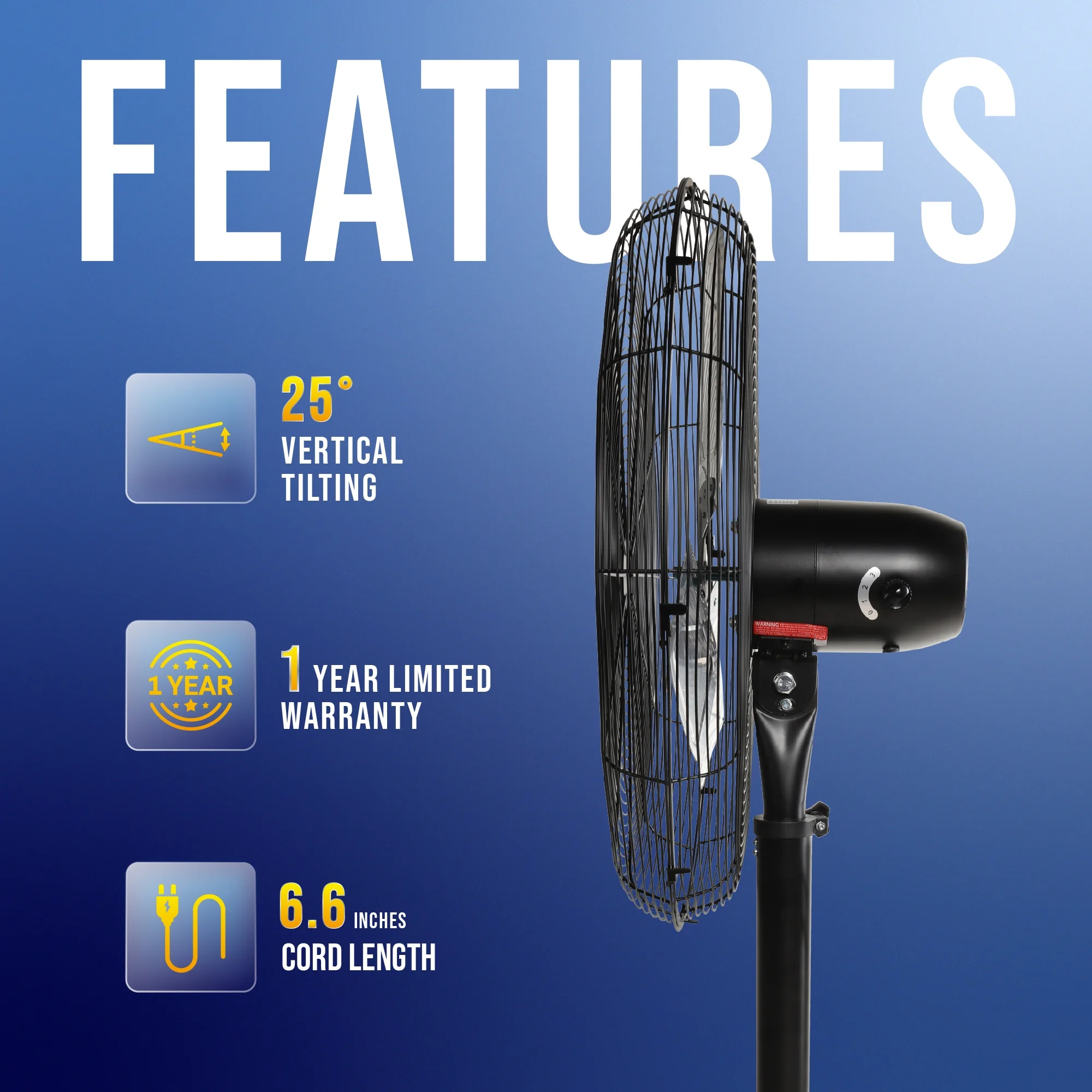 Tornado - 20 Inch High Velocity Metal Oscillating Pedestal Fan - Commercial, Industrial Use Water-Resistant - Image 43