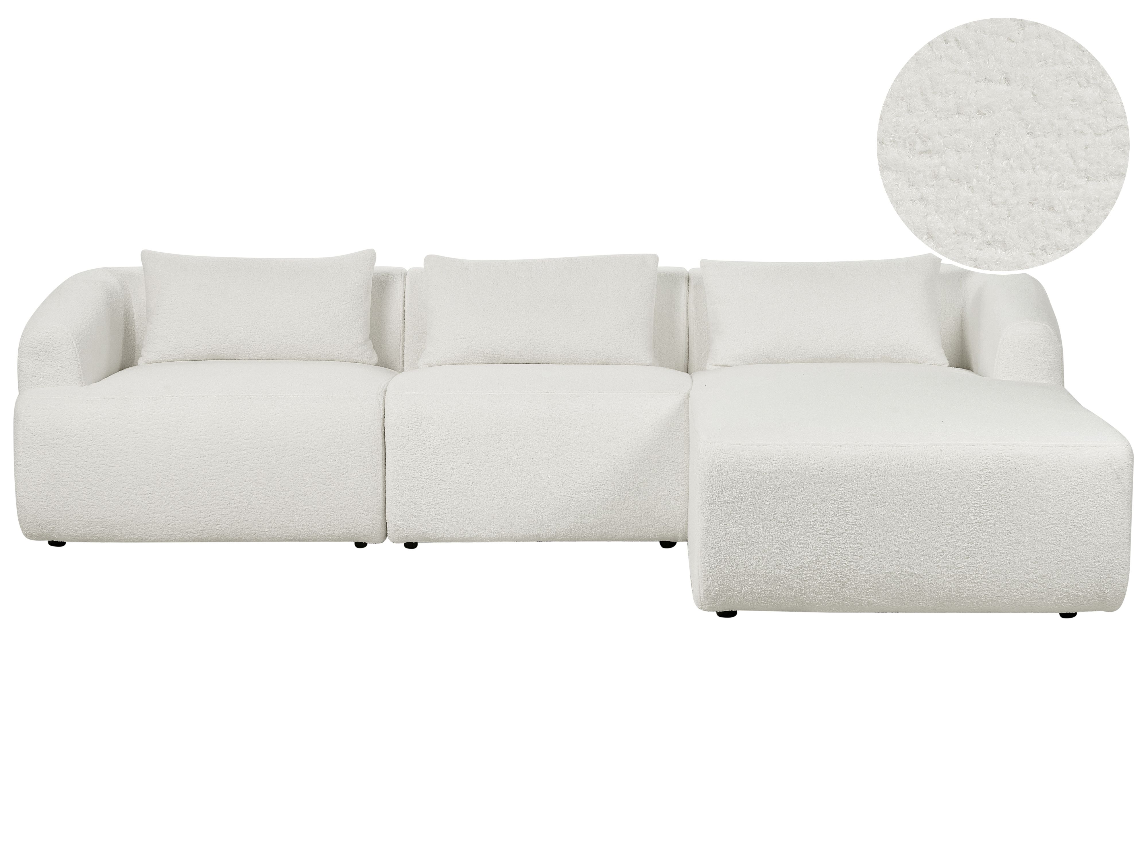 Corner Sofa 3 Seater SVANSELE Boucle Off-White Left Hand