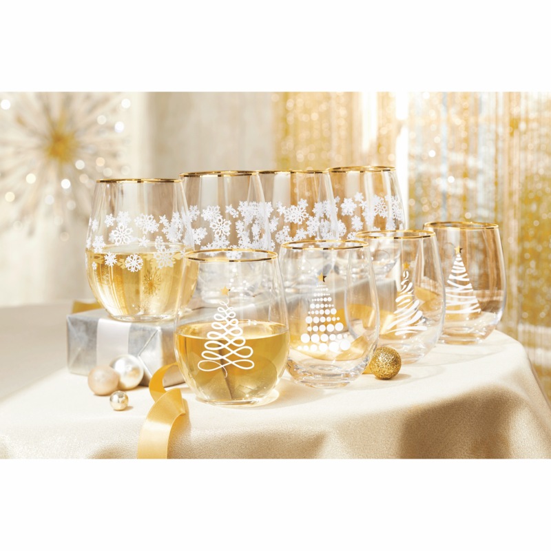 Celebrations by Mikasa Set of 4 Stemless Wine Glasses - MIDNIGHT VELVET CATALOG