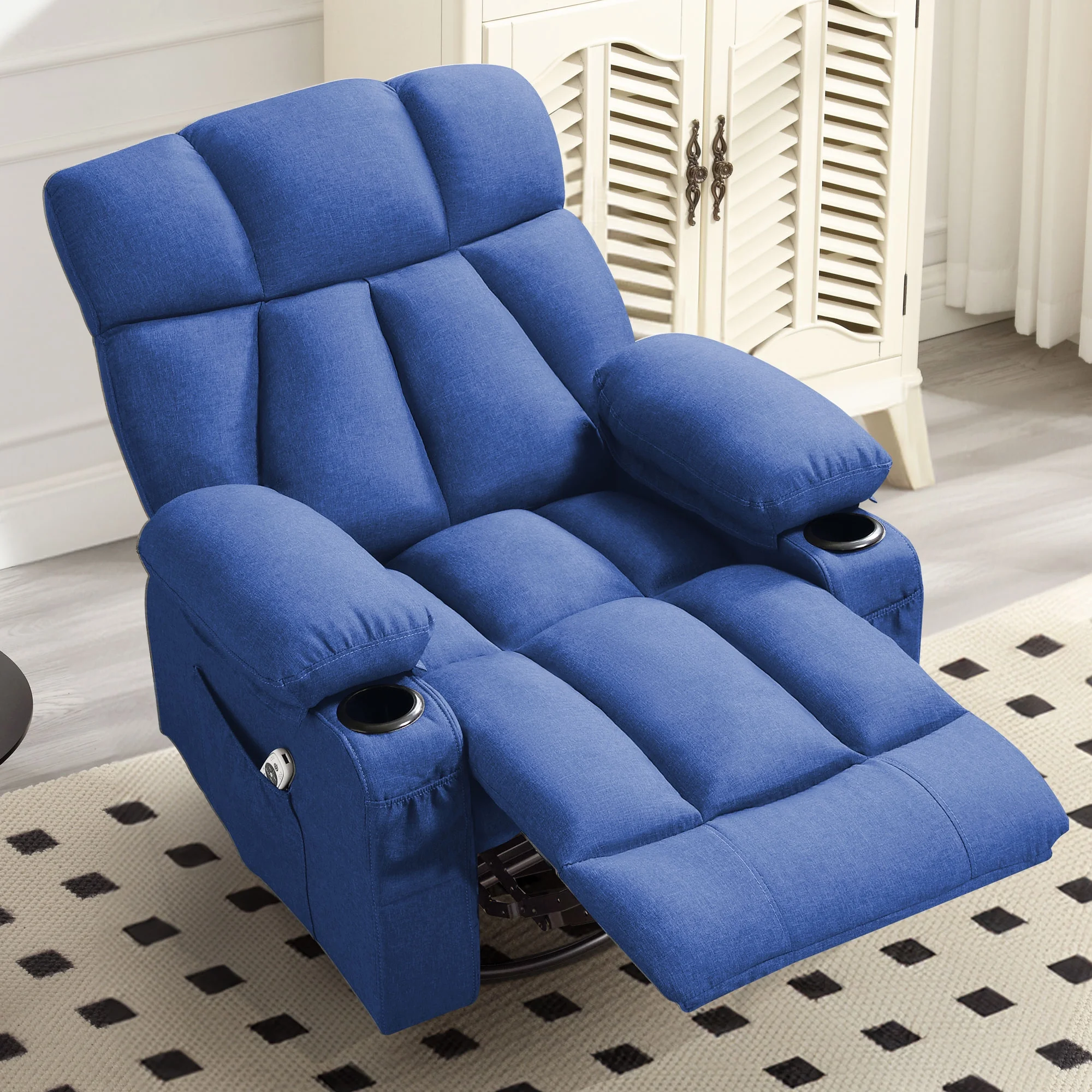JONPONY Manual Recliner Chair with Heat Therapy and Massage Function, Heavy Duty Reclining Mechanism Massage Chair, Elderly Single Rocker Sofa with Cup Holders for Bedroom Home Theater,Grey - Image 100