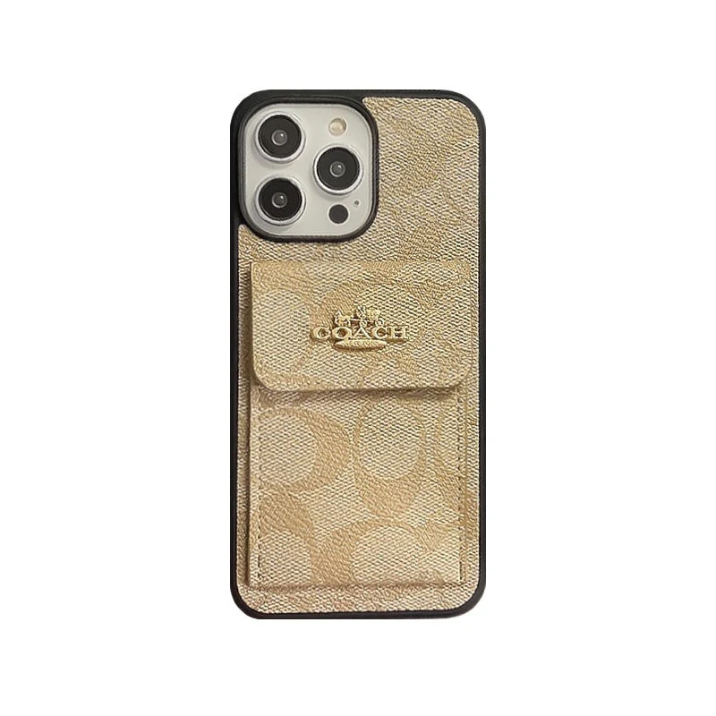 Coach iPhone Case With Card Holder Wallet Coffee  -SZK240425 - Wholesale & Influencer