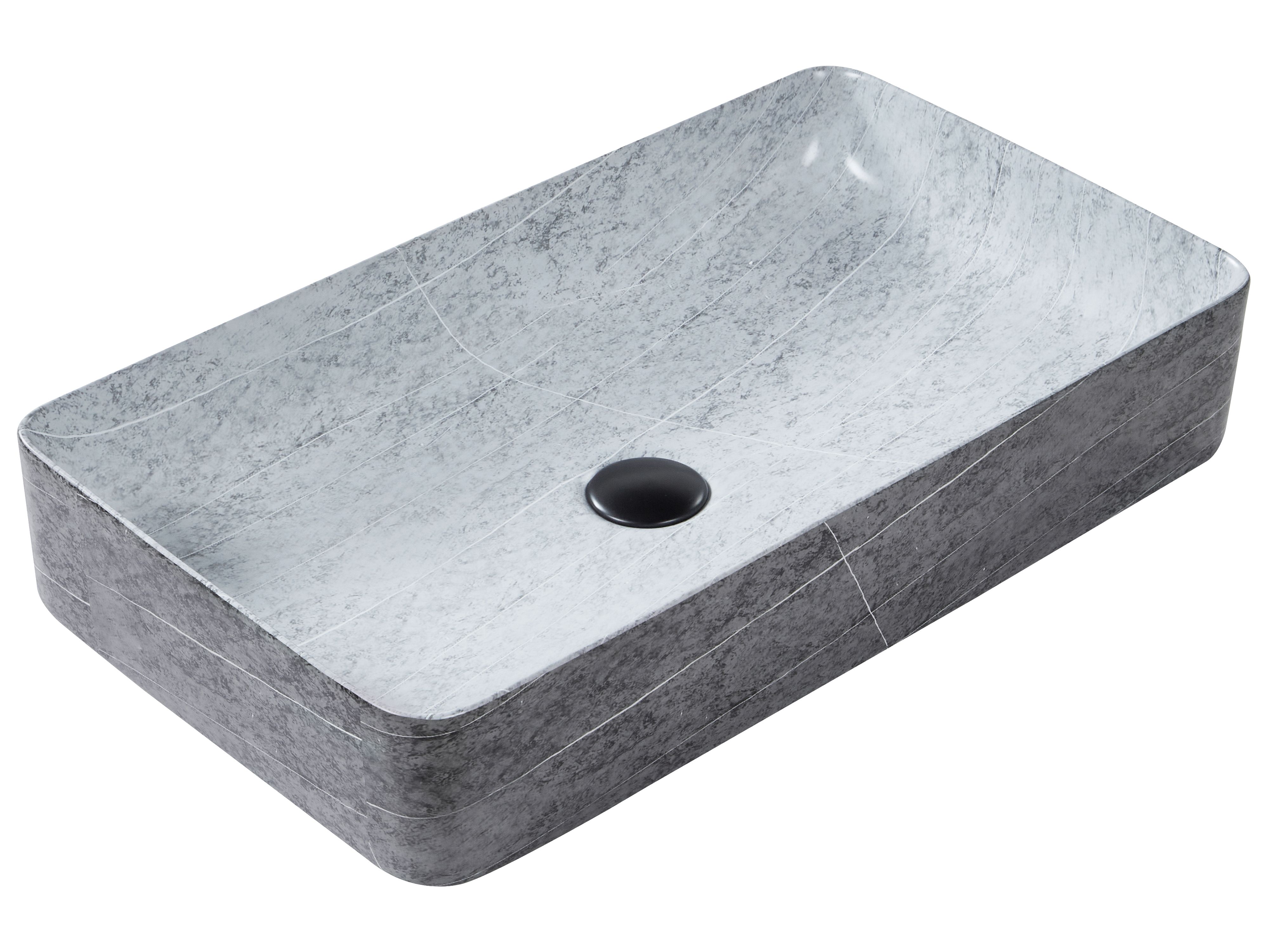 Countertop Basin ARTAJ 610 x 350 mm Ceramic Grey Concrete Effect
