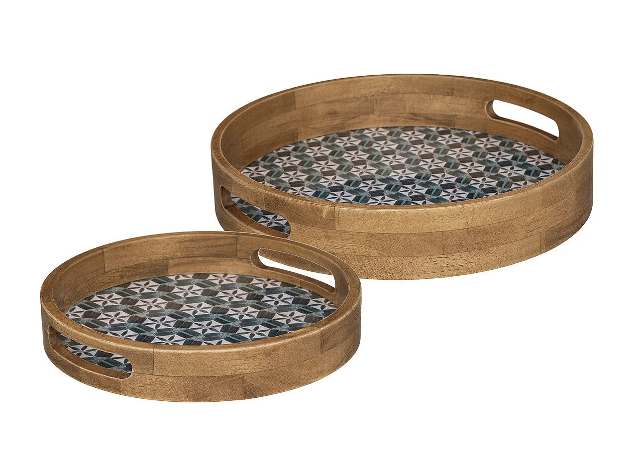 Set de 2 Plateaux en Bois et Verre