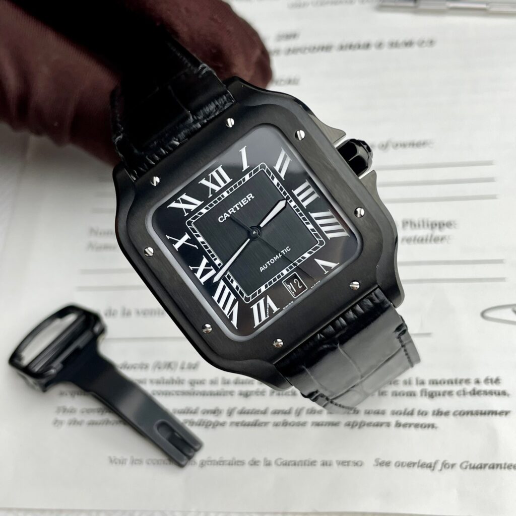 Cartier Santos De Cartier Full Black Replica 1:1 Watch Factory BV 39.8mm - Top club