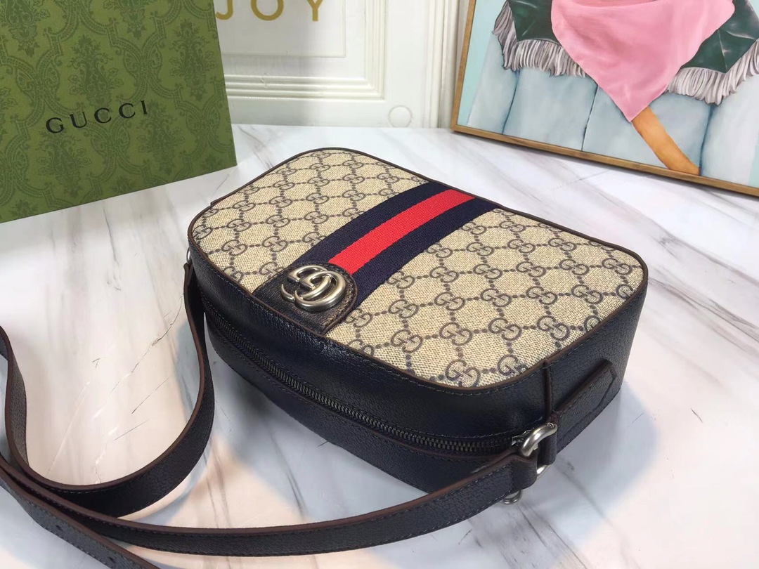 Replica Gucci Ophidia Double G Shoulder Bag- Black/White1:1High-quality replica