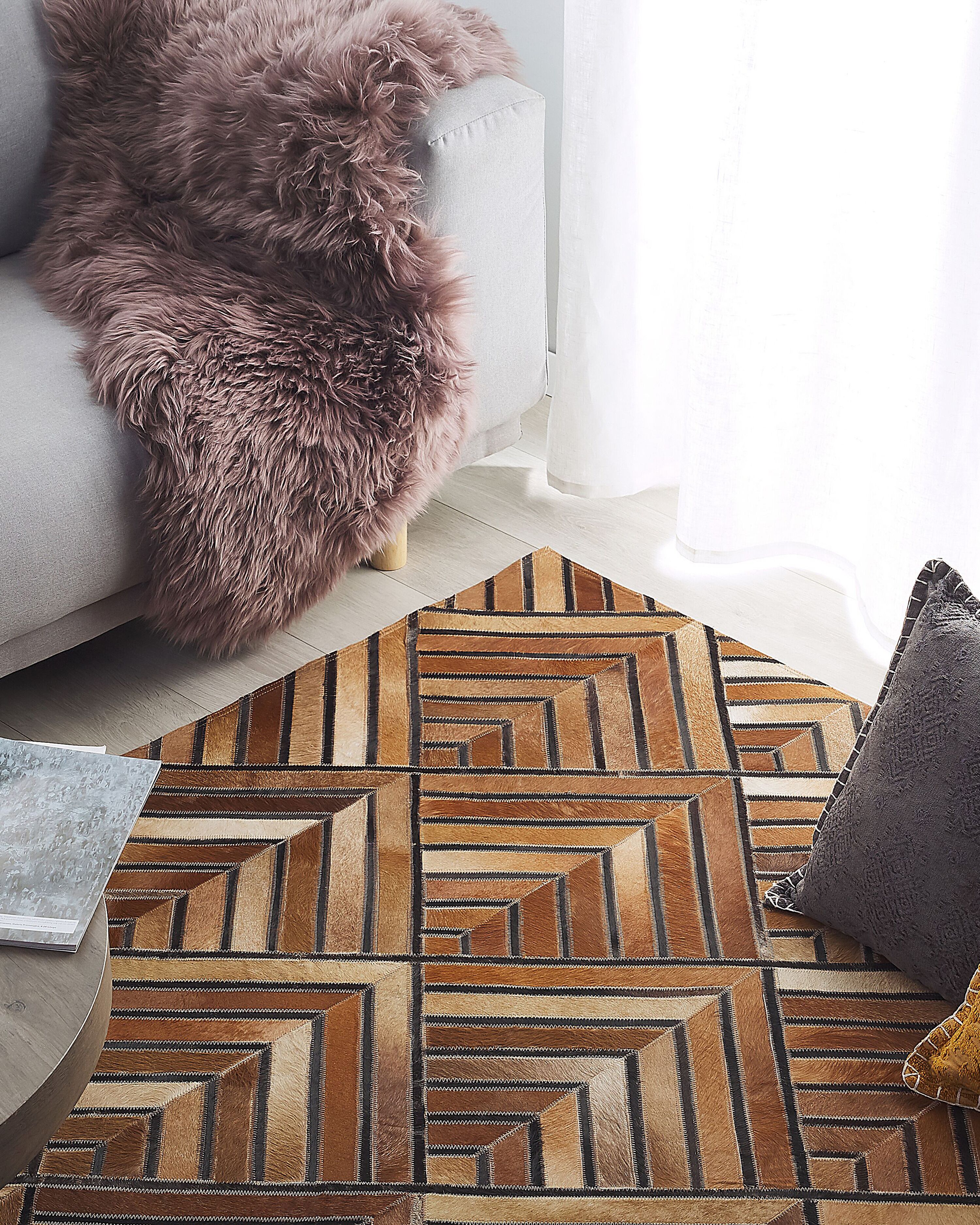 Rug TEKIR Brown 160 x 230 cm Leather