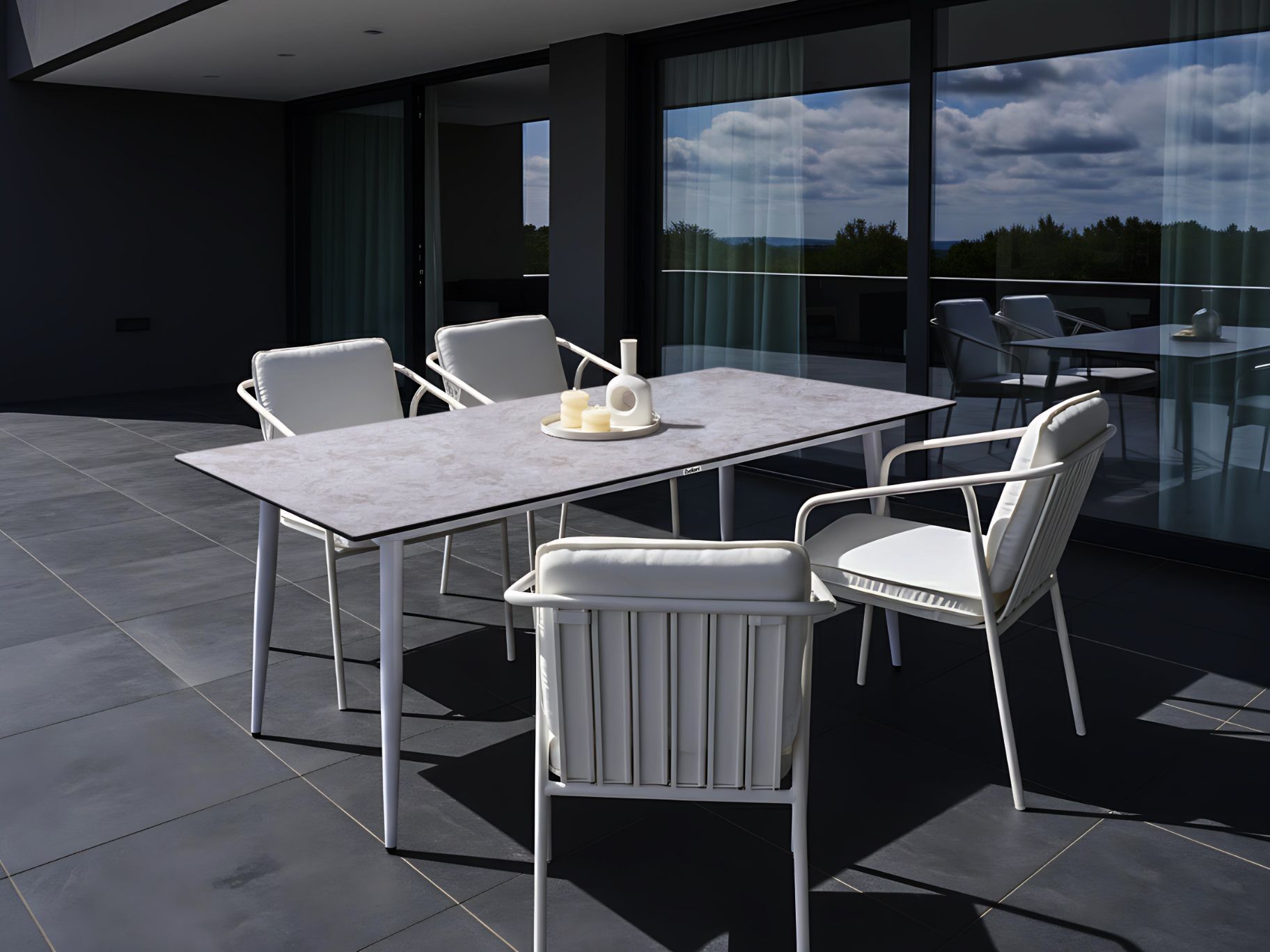 Garden Dining Table TOLENTINO 180 cm 90 cm Stone Effect Light Grey