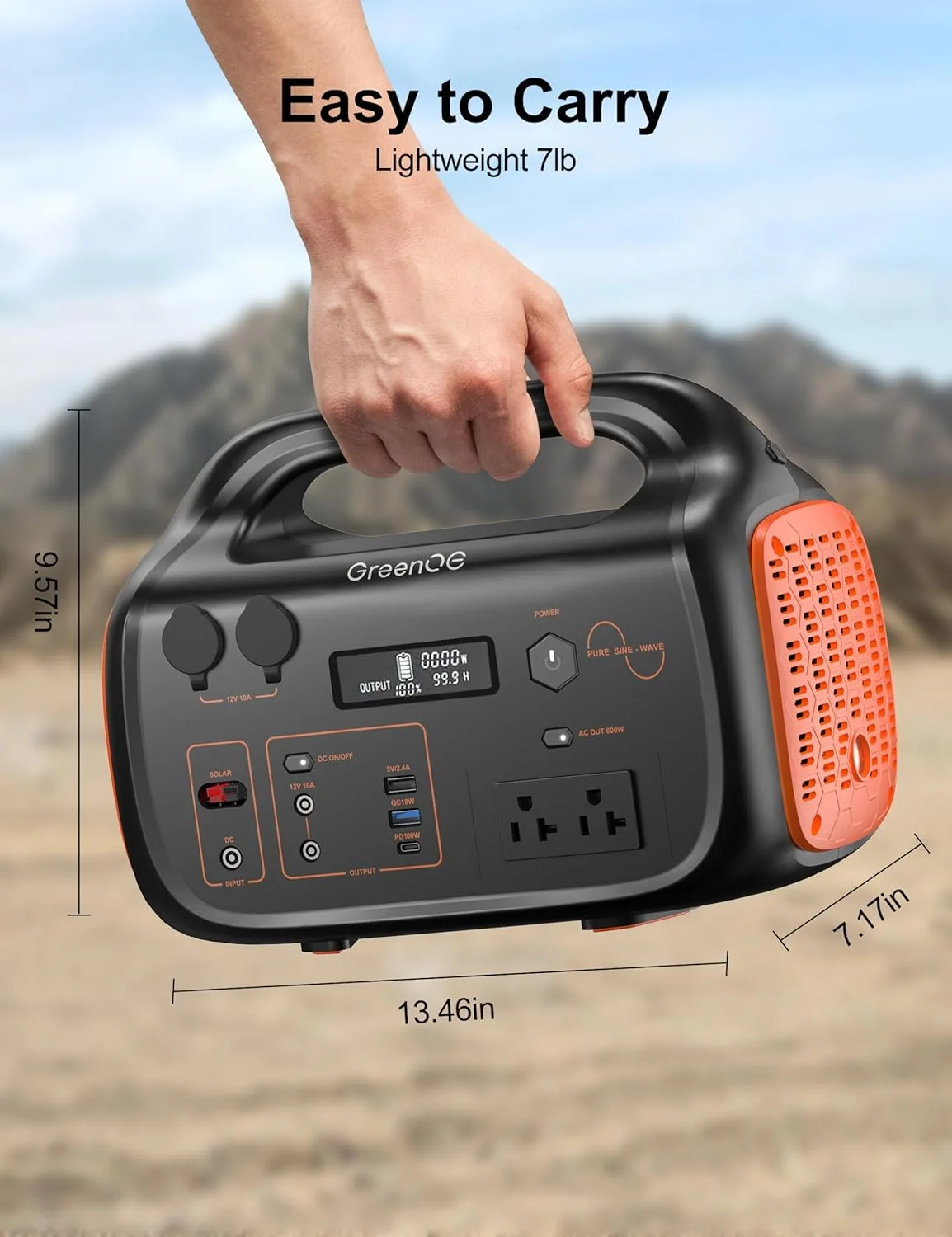 GreenOE Portable Power Station 1000W 1024Wh Solar Powered Generator with 100W Solar Panel, Camping Power Bank for Outdoors Travel Hunting Home Lithium Battery Backup - Image 21