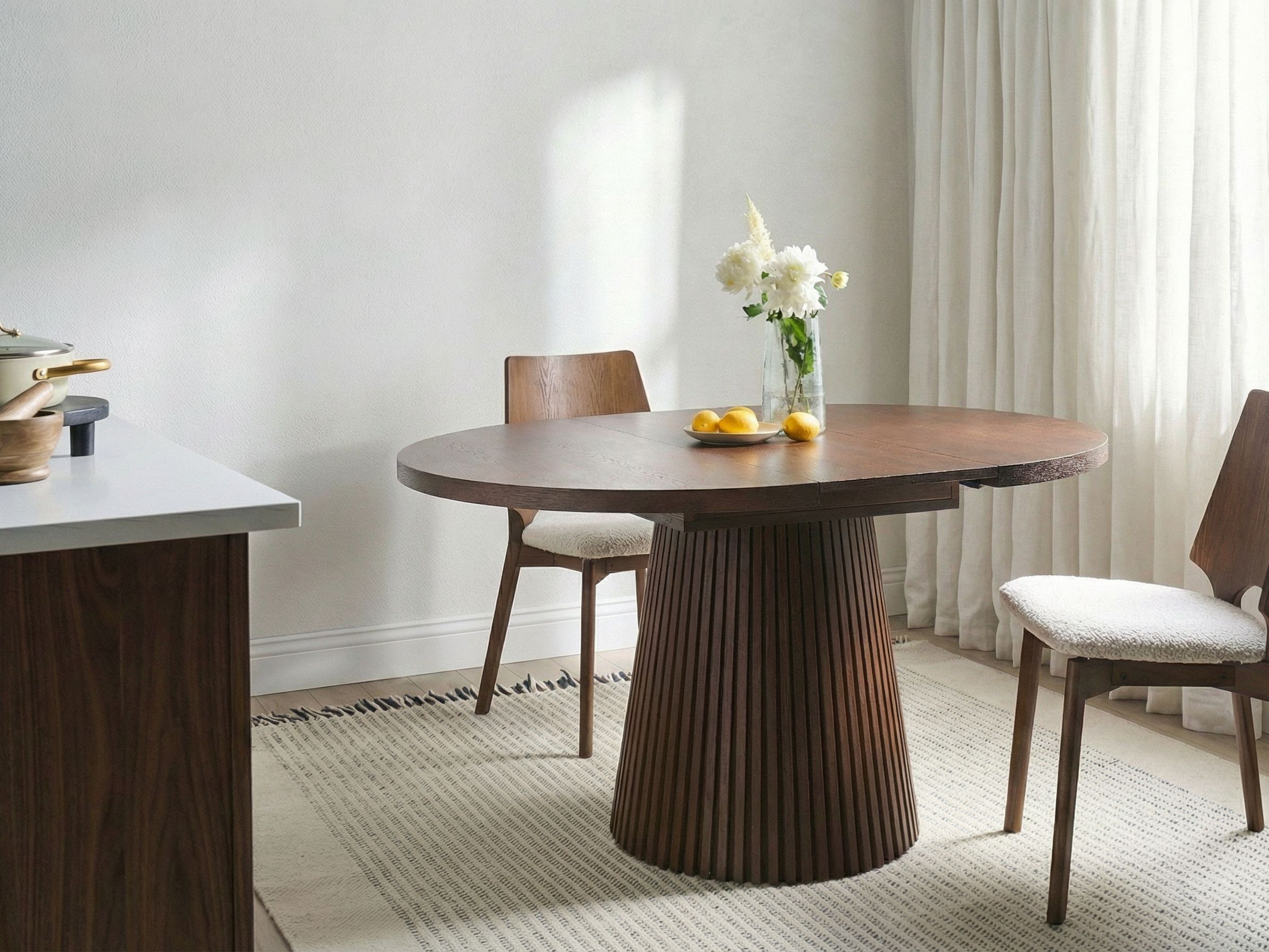 Extending Dining Table MOORE Dark Ash Wood 120/160 cm 120 cm