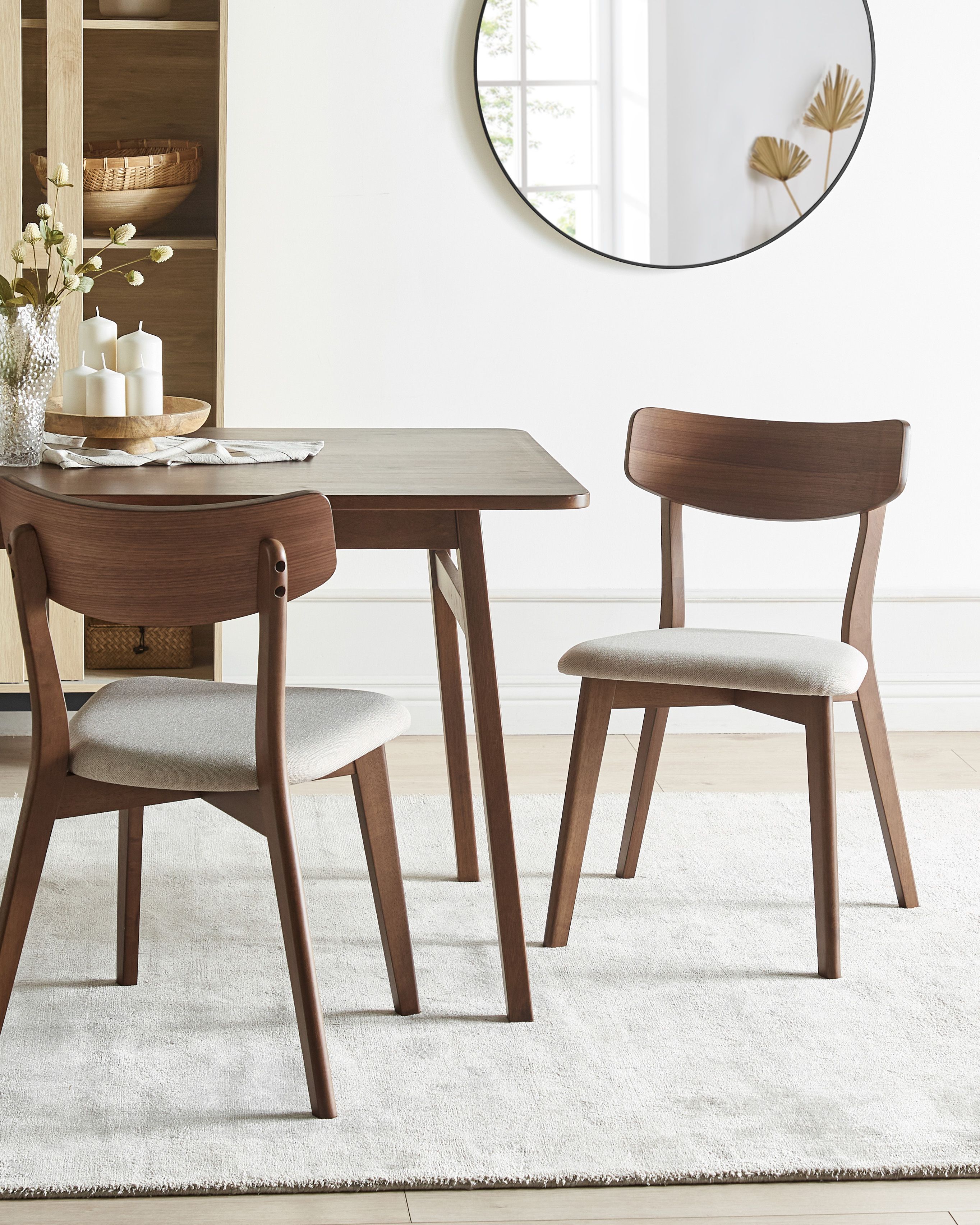 Set of 2 Dining Chairs HOPE Wood Brown/ Beige