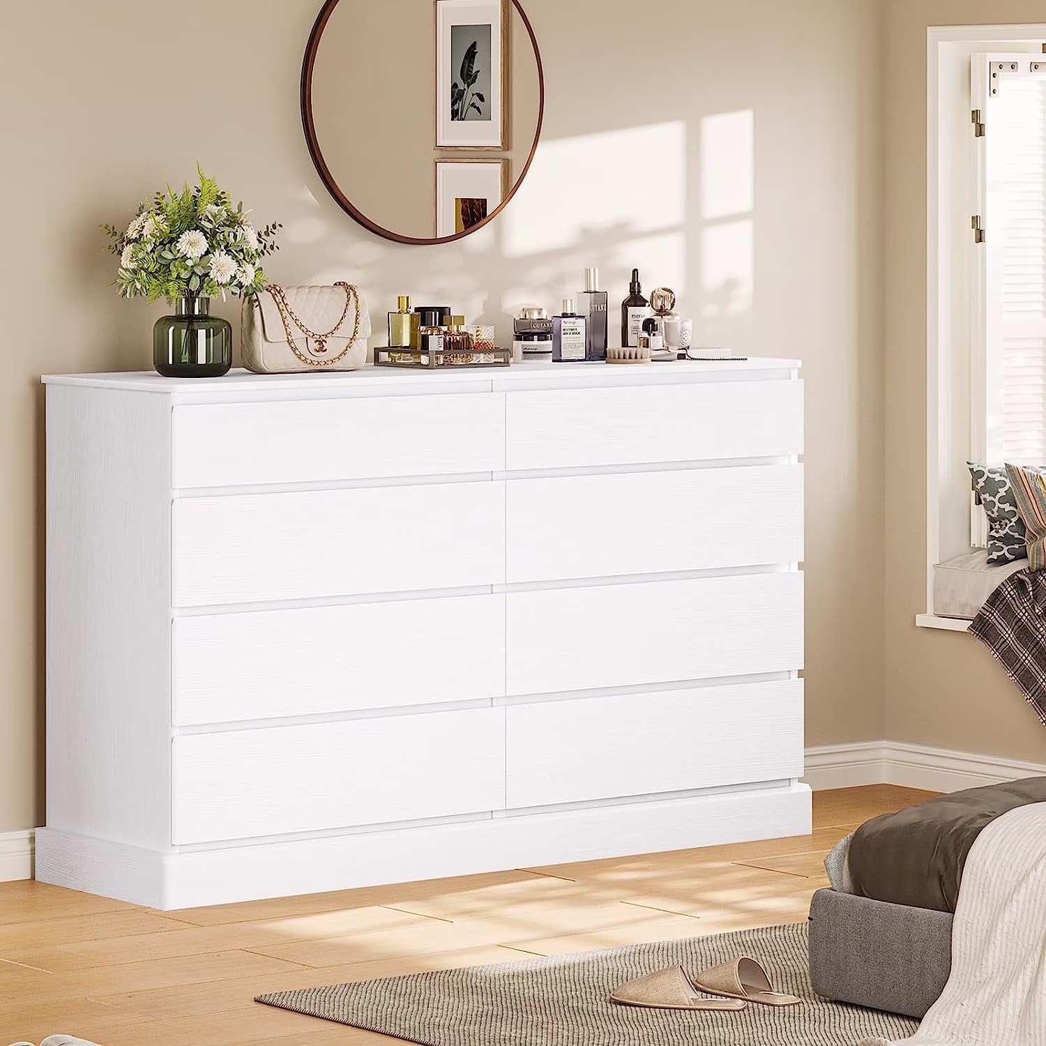 8 Drawers Double Dresser Wooden Black Chest of Drawers for Bedroom, Large Storage Cabinet for Home Living Room - Image 3