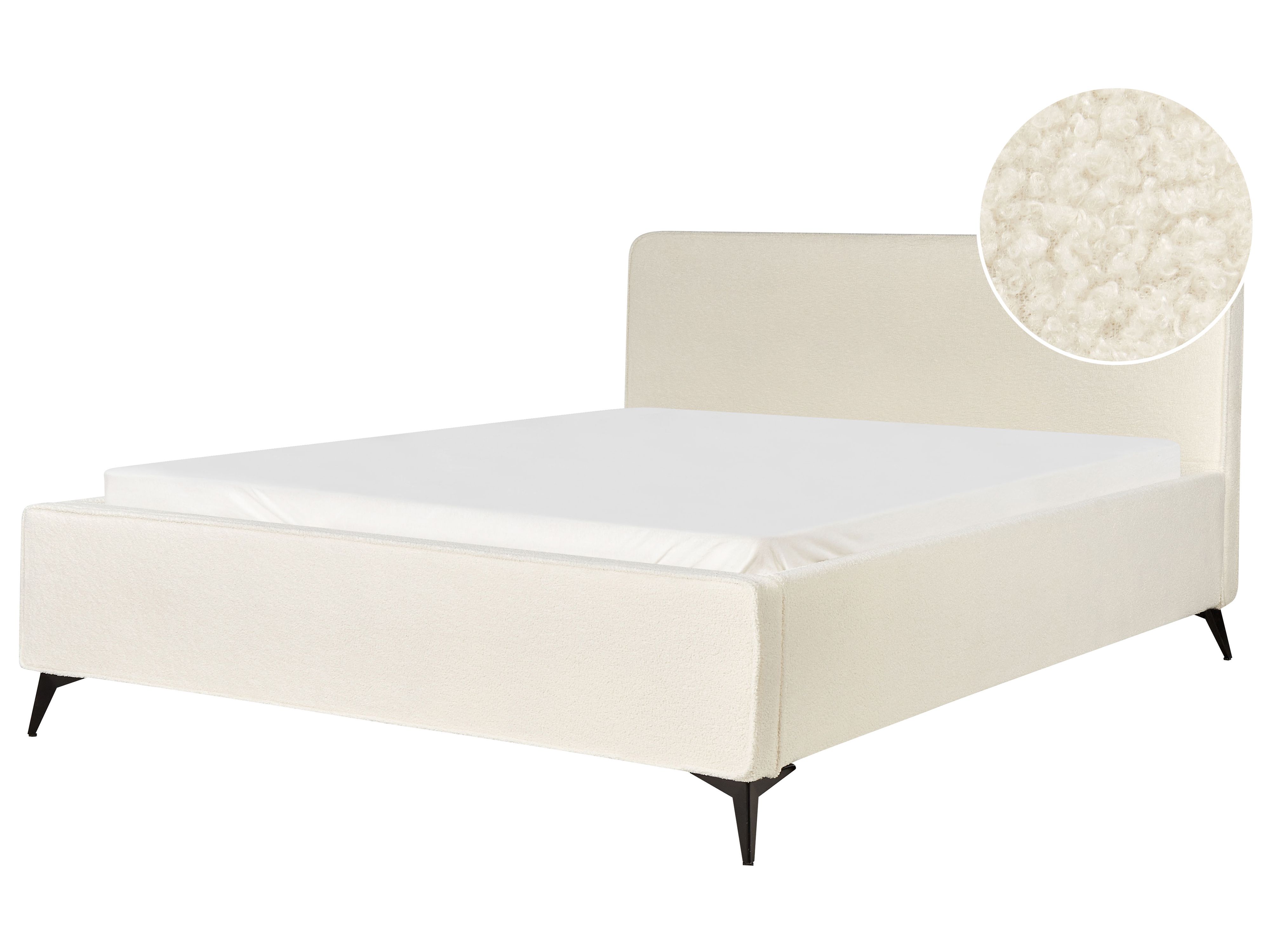 Bed Boucle VALOGNES 180 x 200 cm (EU Super King) Off-White