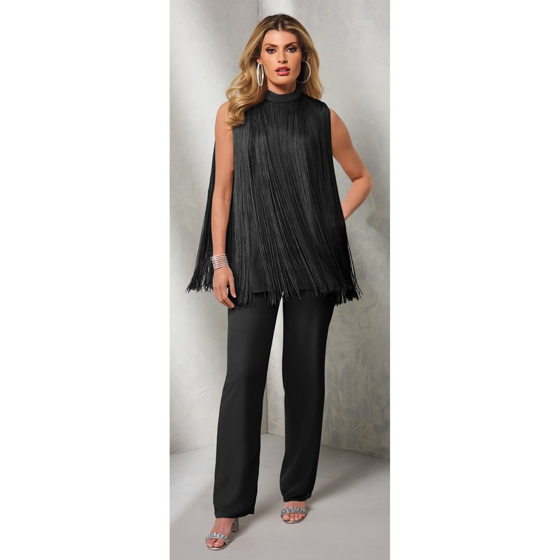 Too Far Out Fringe Pant Set - MIDNIGHT VELVET CATALOG