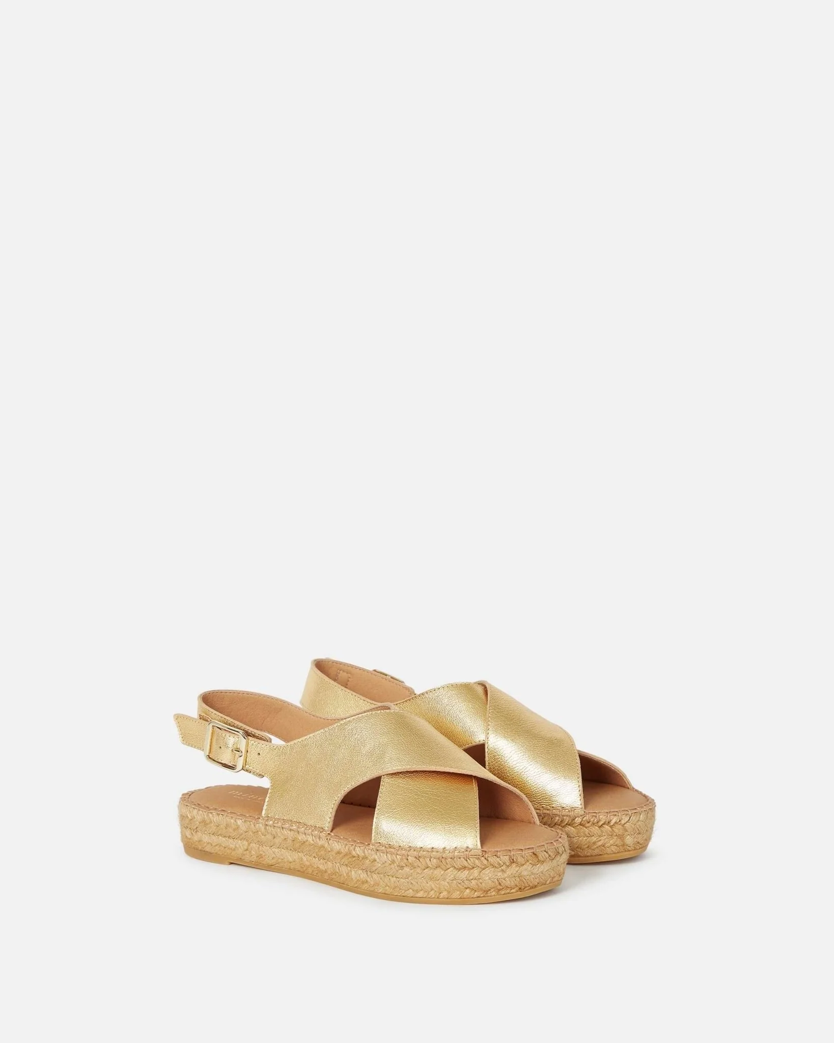 COMPENSÉES COPO/MET PLATINE - Compensées en cuir à brides croisées
