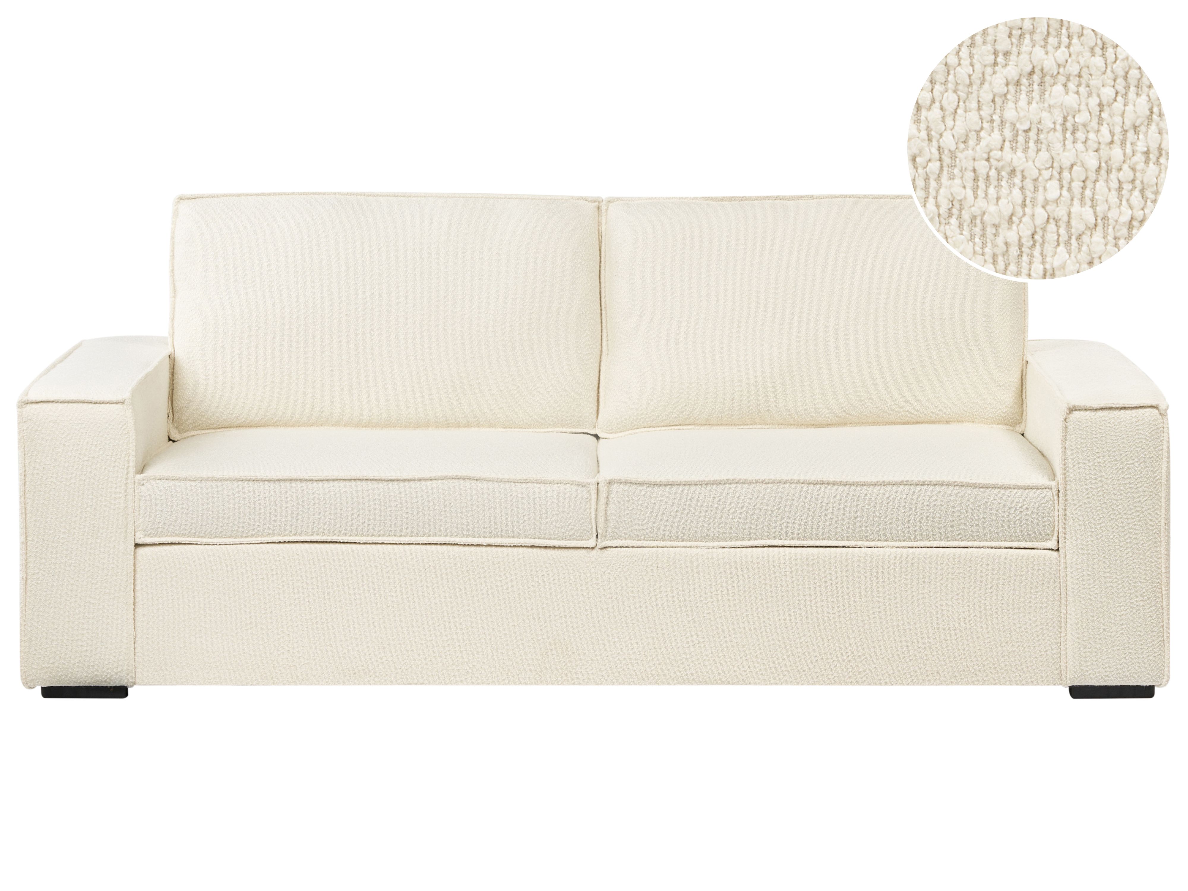 Sofa Bed 3 Seater VUOKATTI Boucle Off-White