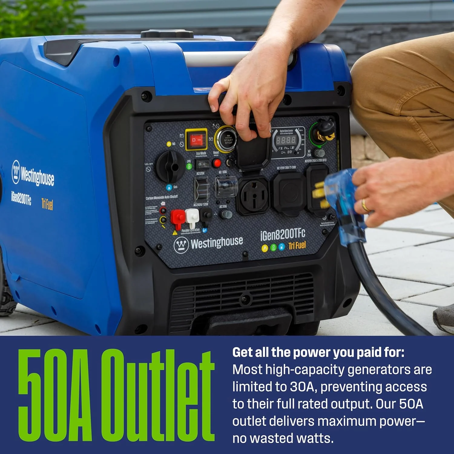 Westinghouse Tri-Fuel Portable Inverter Generator 8200 Peak Watt With Remote Electric Start - iGen8200TFc - Image 3 Westinghouse Tri-Fuel Portable Inverter Generator 8200 Peak Watt With Remote Electric Start - iGen8200TFc - Image 3