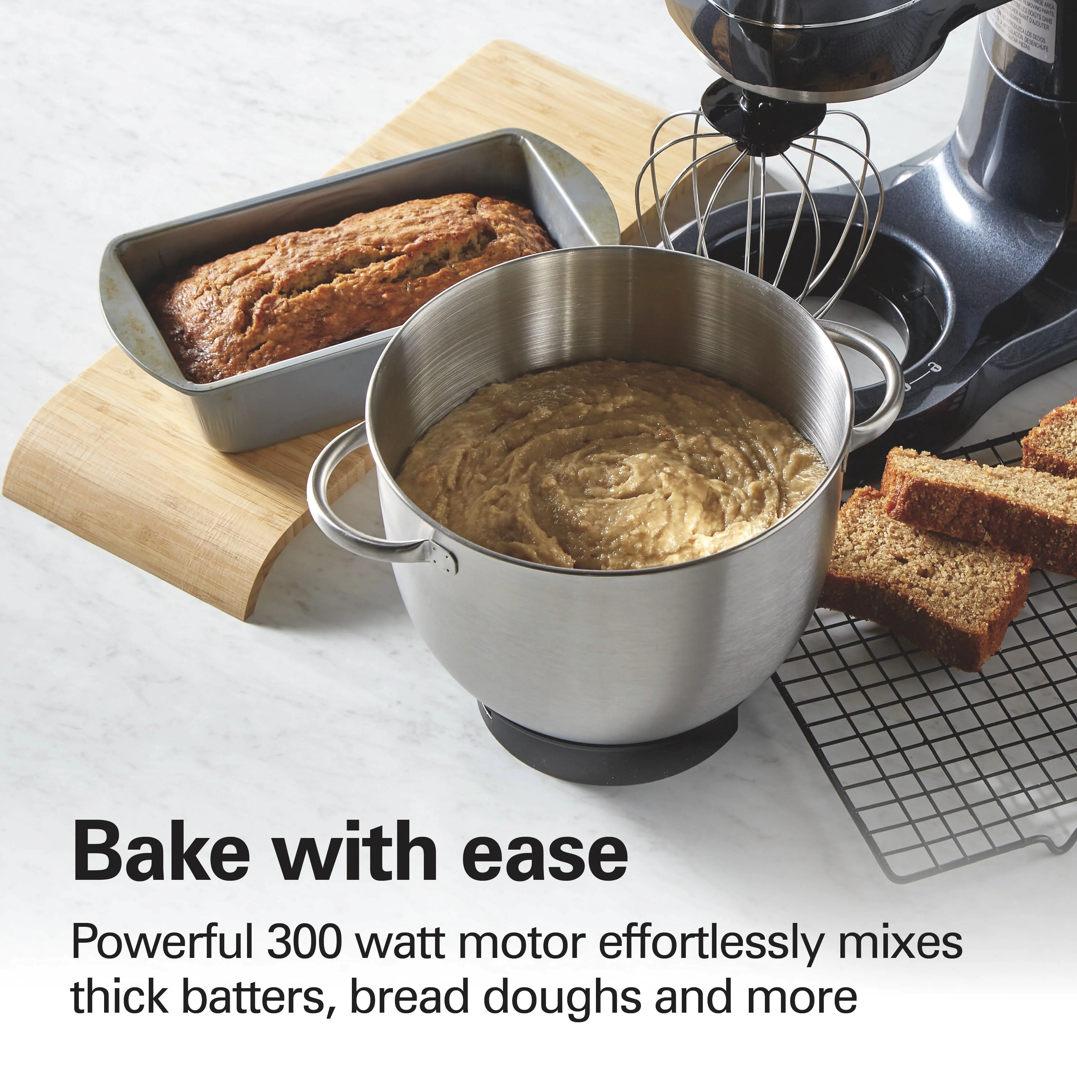 Hamilton Beach 4 Quart Stand Mixer for Kitchen, 7 Speeds, Tilt-Head, Dough Hook, Whisk & Flat Beater, Black