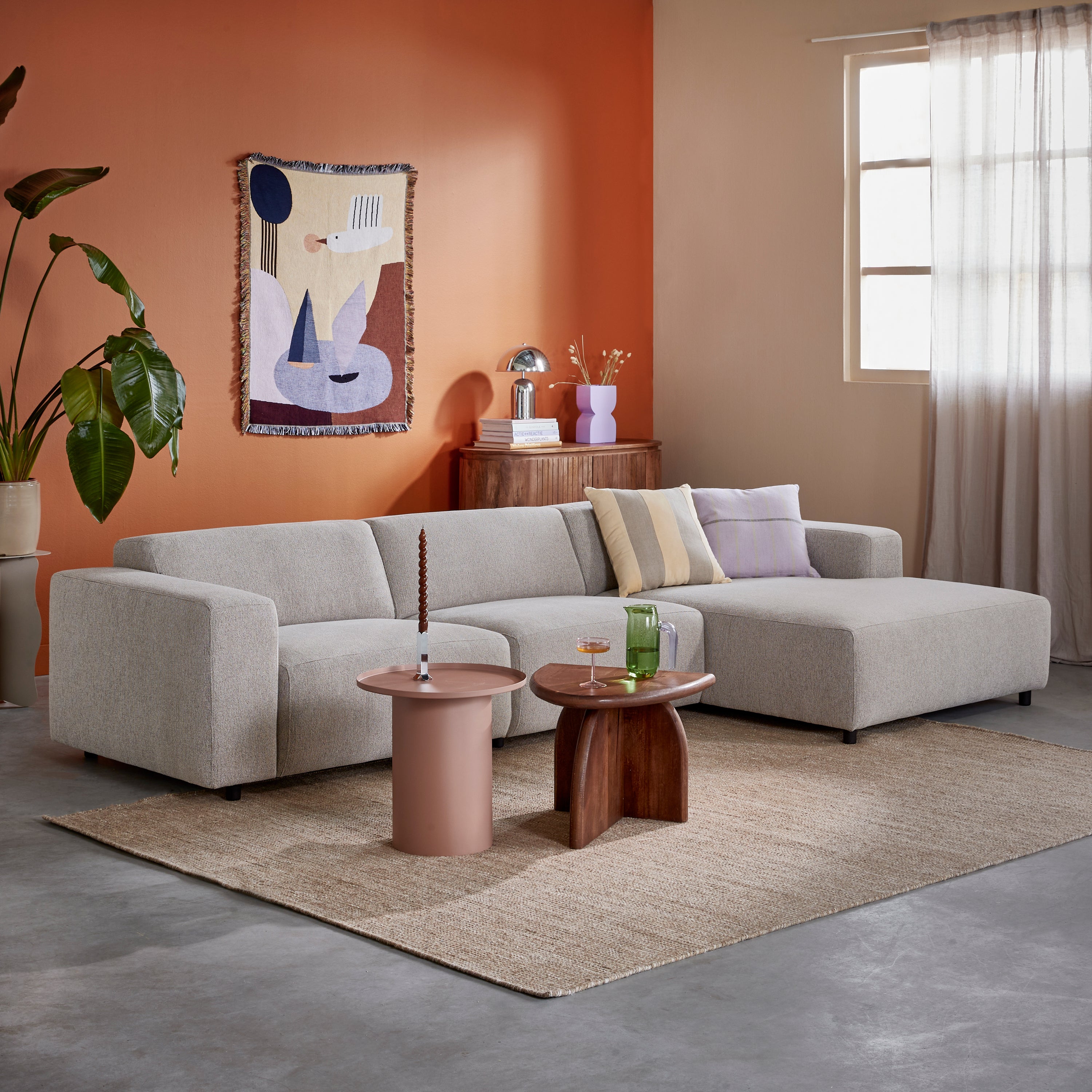 Blokker Nova Hoekbank met Chaise Longue Rechts - Naturel Melange