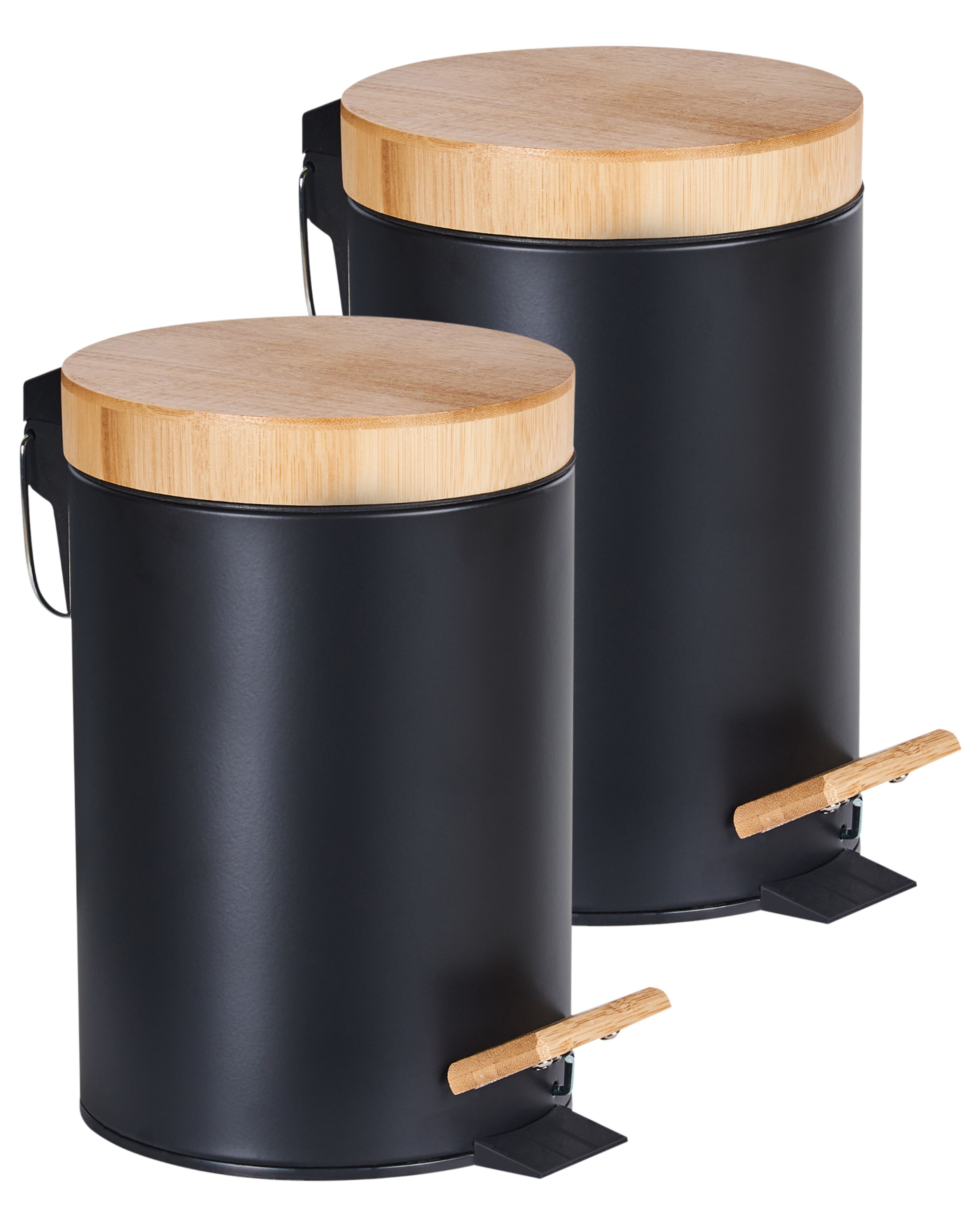 Set of 2 Pedal Waste Bins 3 L ECOSMART Metal Black