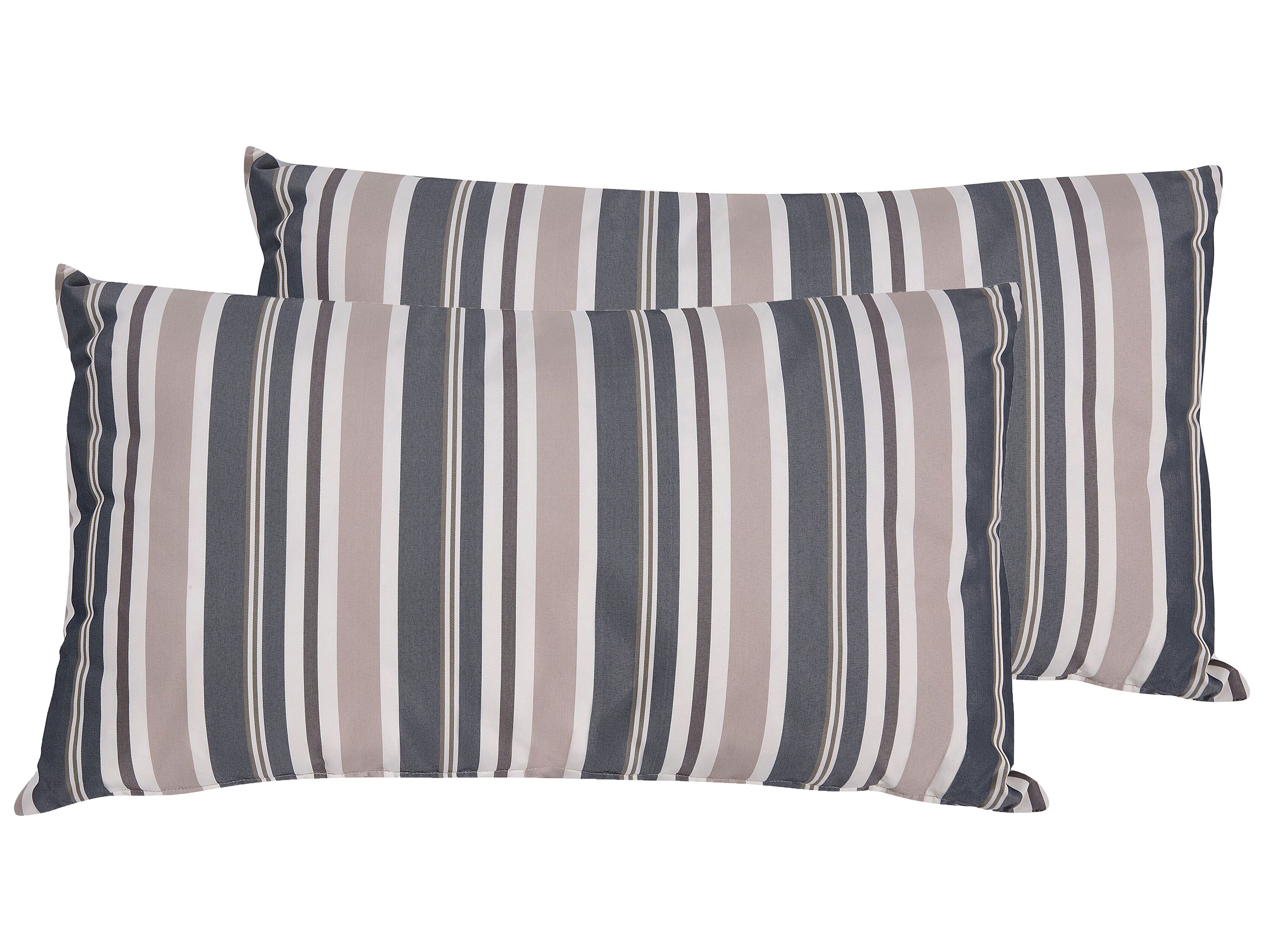 Set of 2 Outdoor Cushions KASTOS Striped 40 x 70 cm Taupe