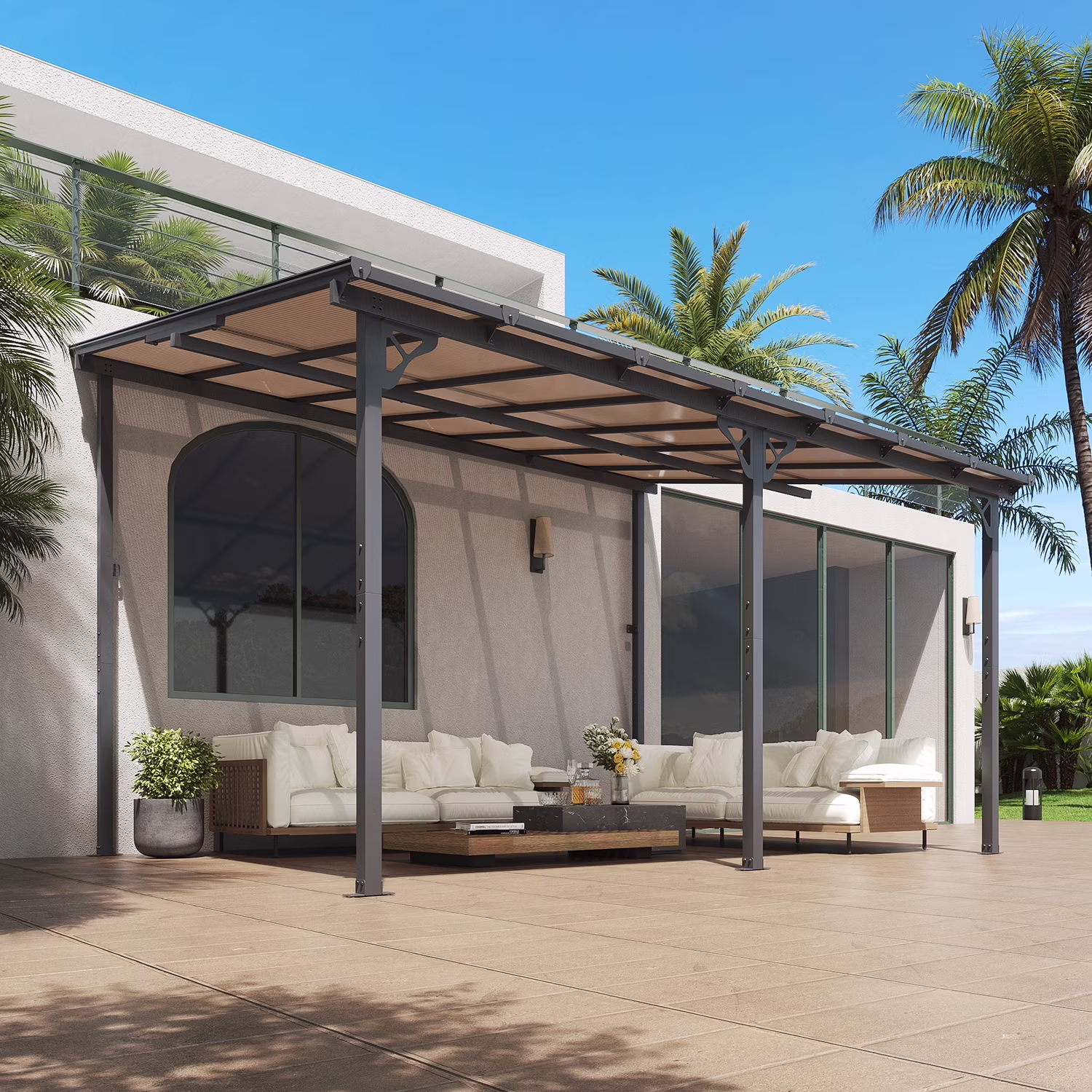 Aoxun 8' x 5' Gazebo for Patio, Gazebo Pergola with Sloped Roof, Grill Gazebo Large Wall-Mounted Heavy Duty Awnings, for Backyard, Deck, Patio - Image 15