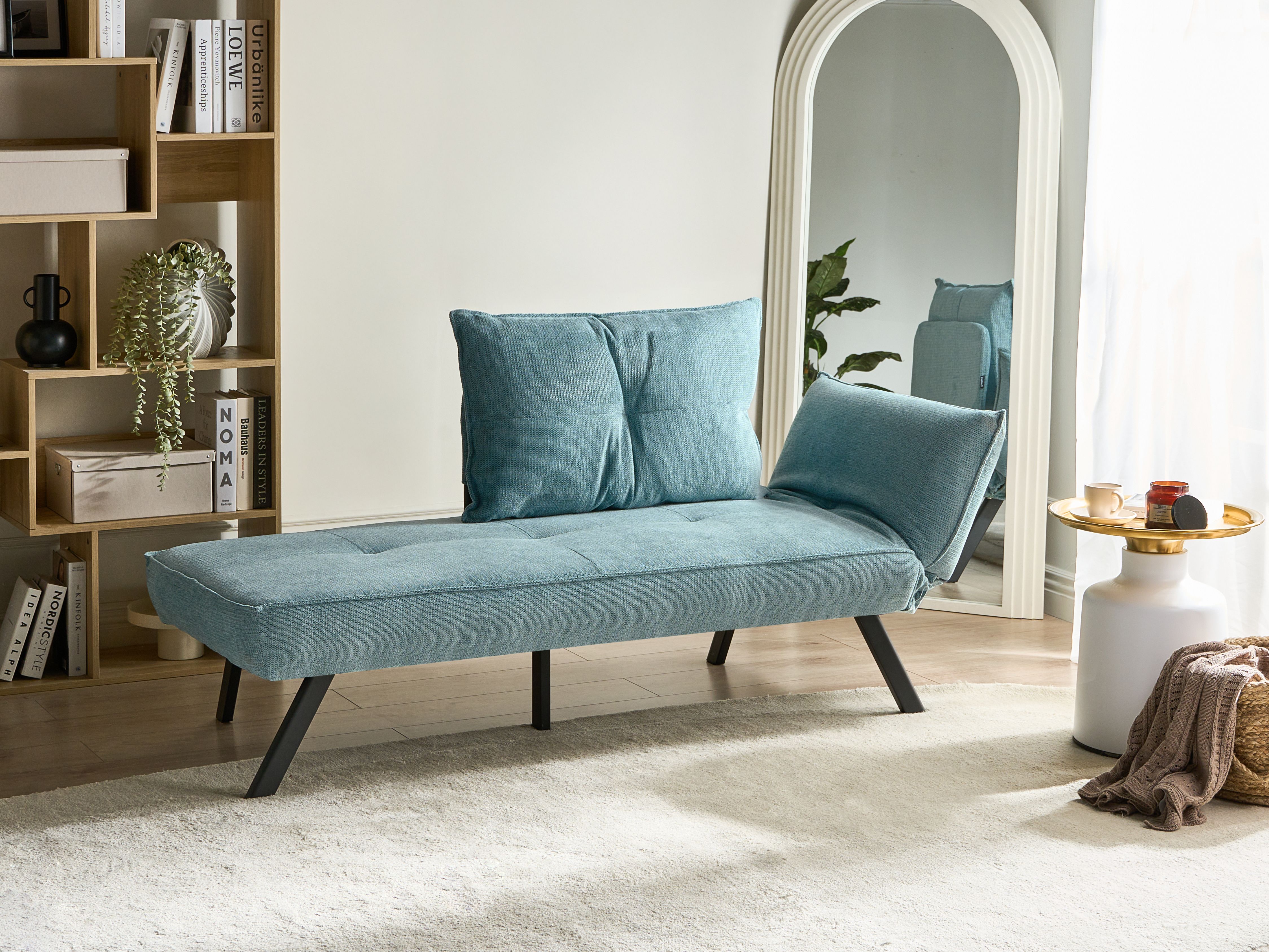 Right-Hand Chaise Lounge ROCAMADOUR Fabric Light Blue