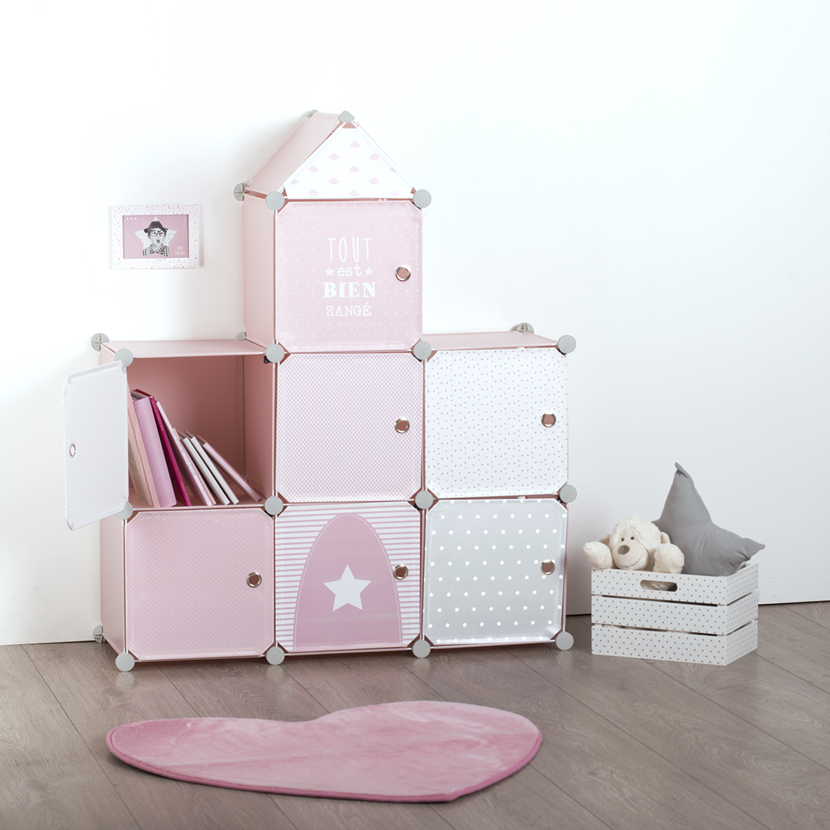 Kids storage lockers "Castle" Pink, 96x109 cm