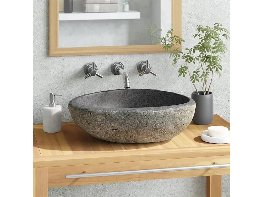 Vasque en pierre de rivière Ovale 29-38 cm WVGQ1156