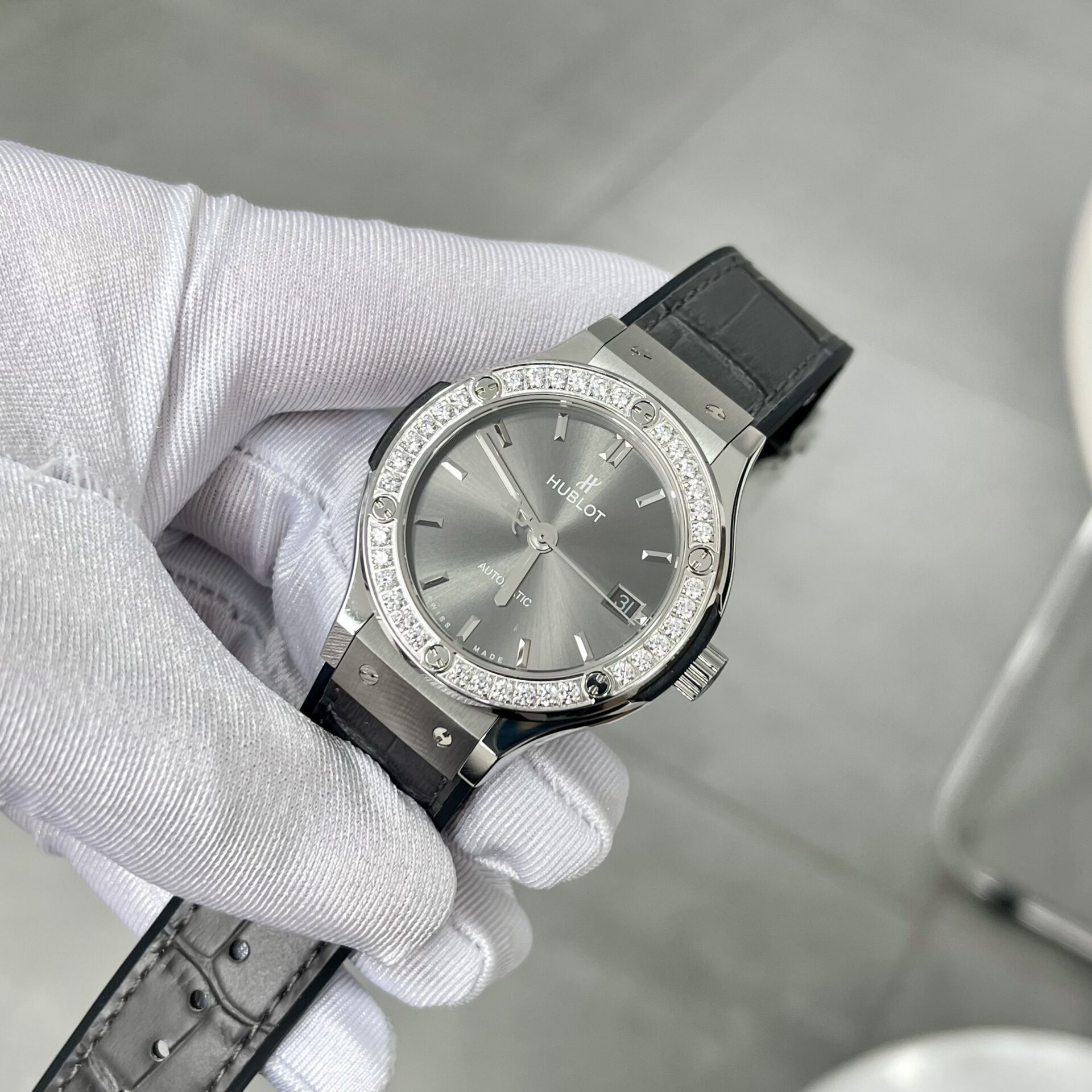 Hublot Classic Fusion Best Replica Watch Diamonds Grey HB Factory 38mm - Top club