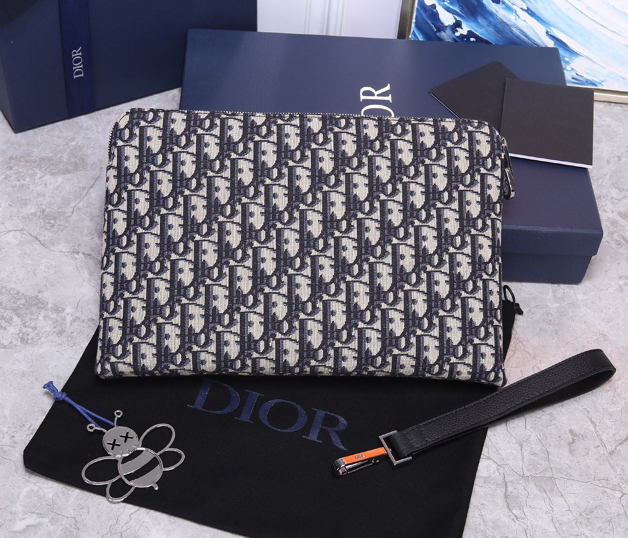 Oblique Jacquard Pouch Black/BeigeFor Women‎ 12in/30cm CD 2OBCA251YSE_H03E1:1High-quality replica